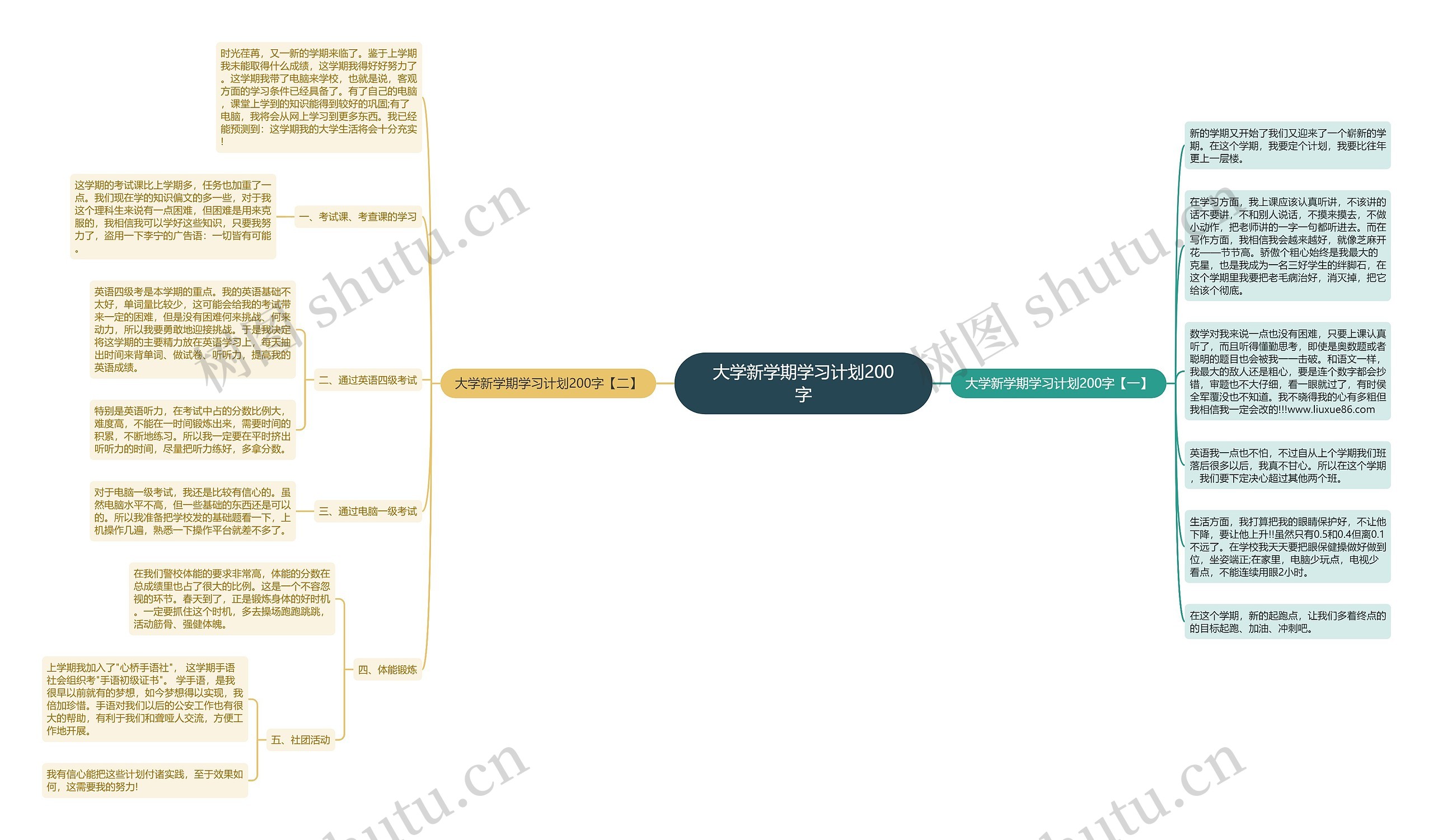 大学新学期学习计划200字思维导图