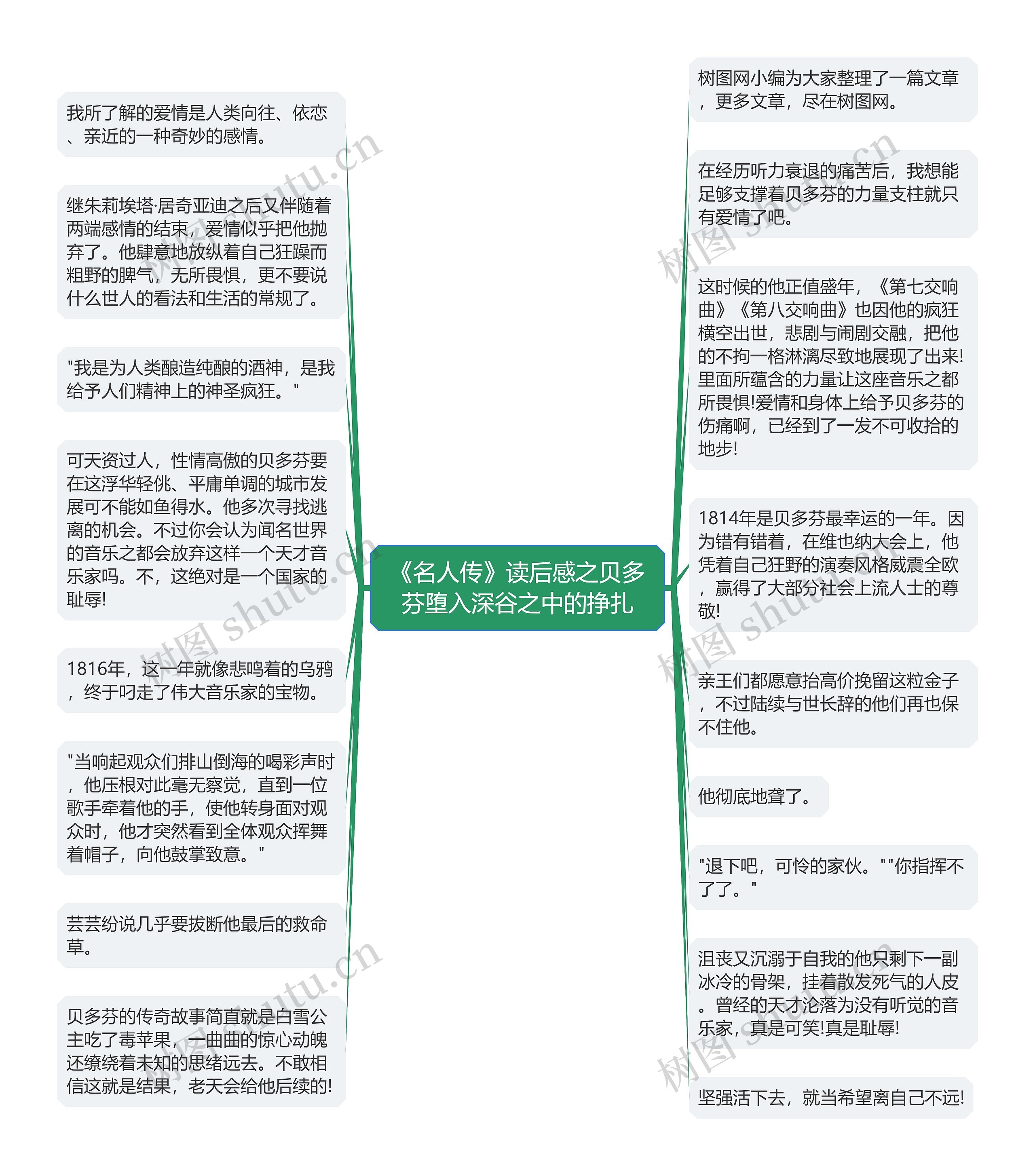 《名人传》读后感之贝多芬堕入深谷之中的挣扎思维导图