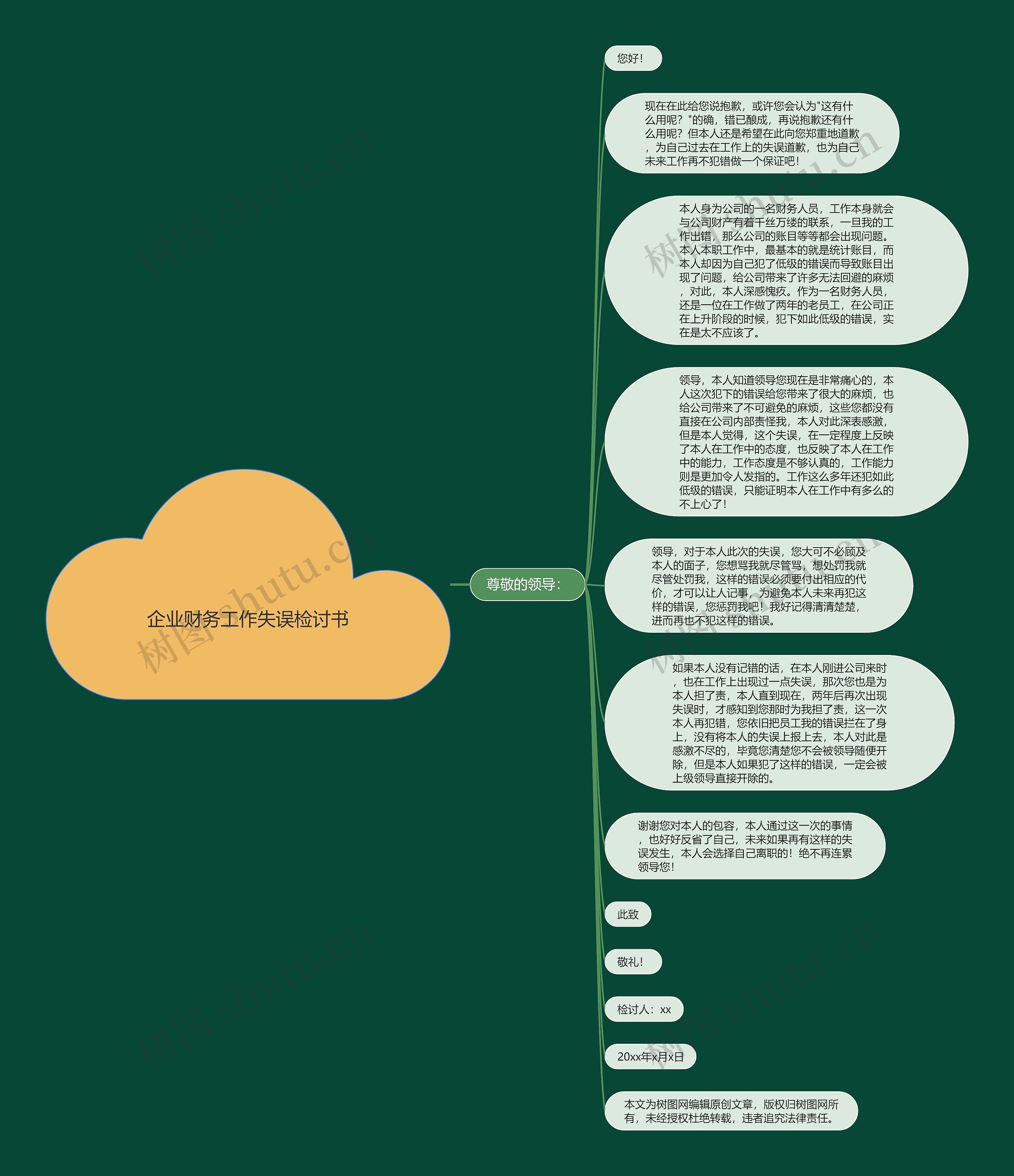 企业财务工作失误检讨书思维导图