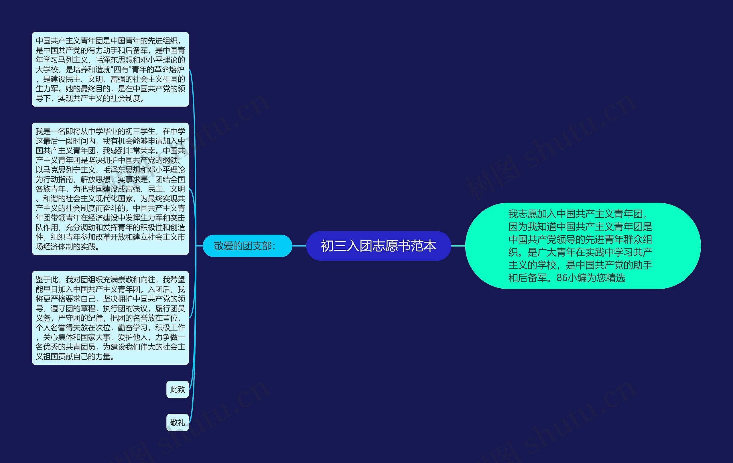 初三入团志愿书范本思维导图