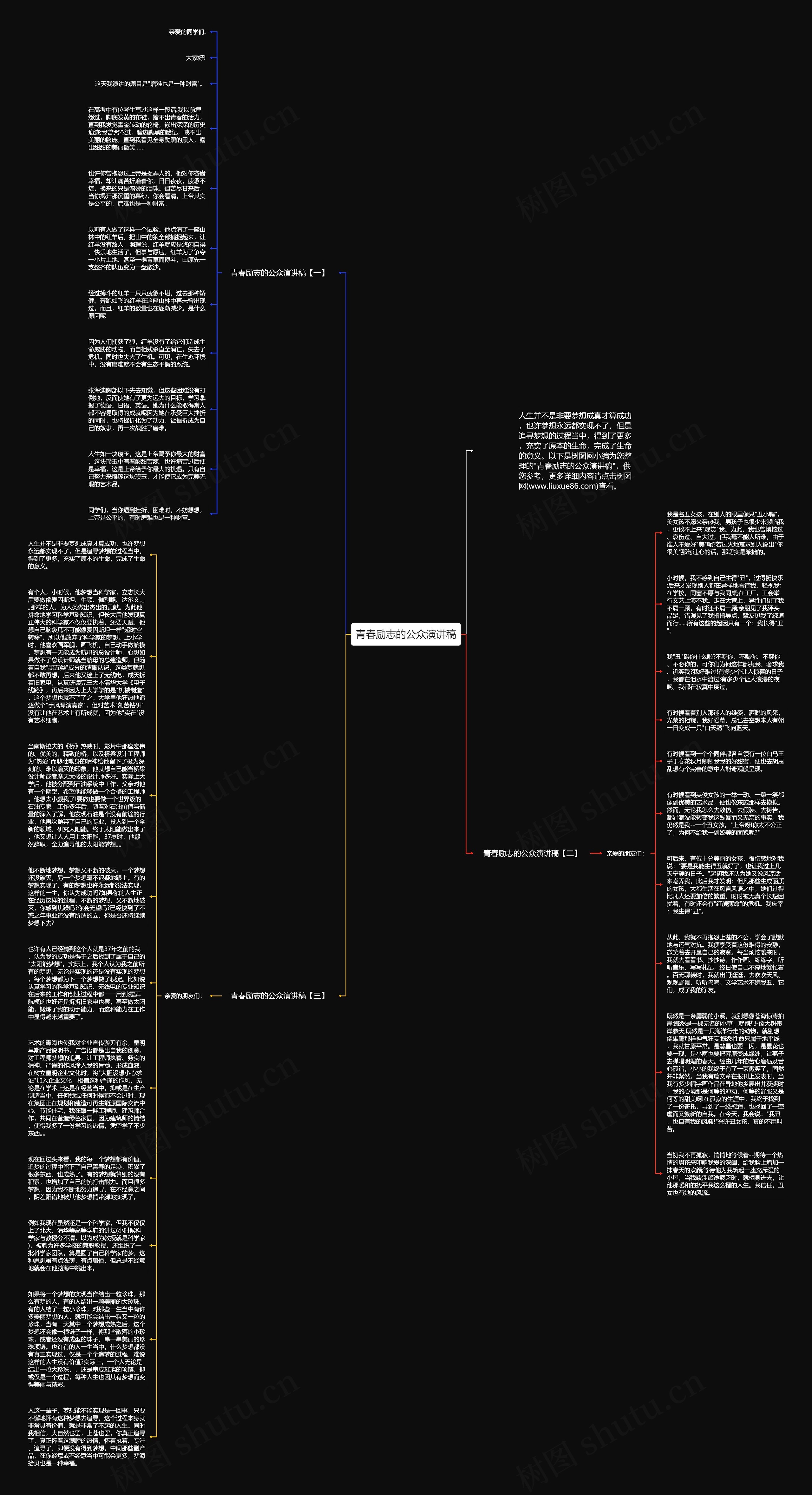 青春励志的公众演讲稿思维导图