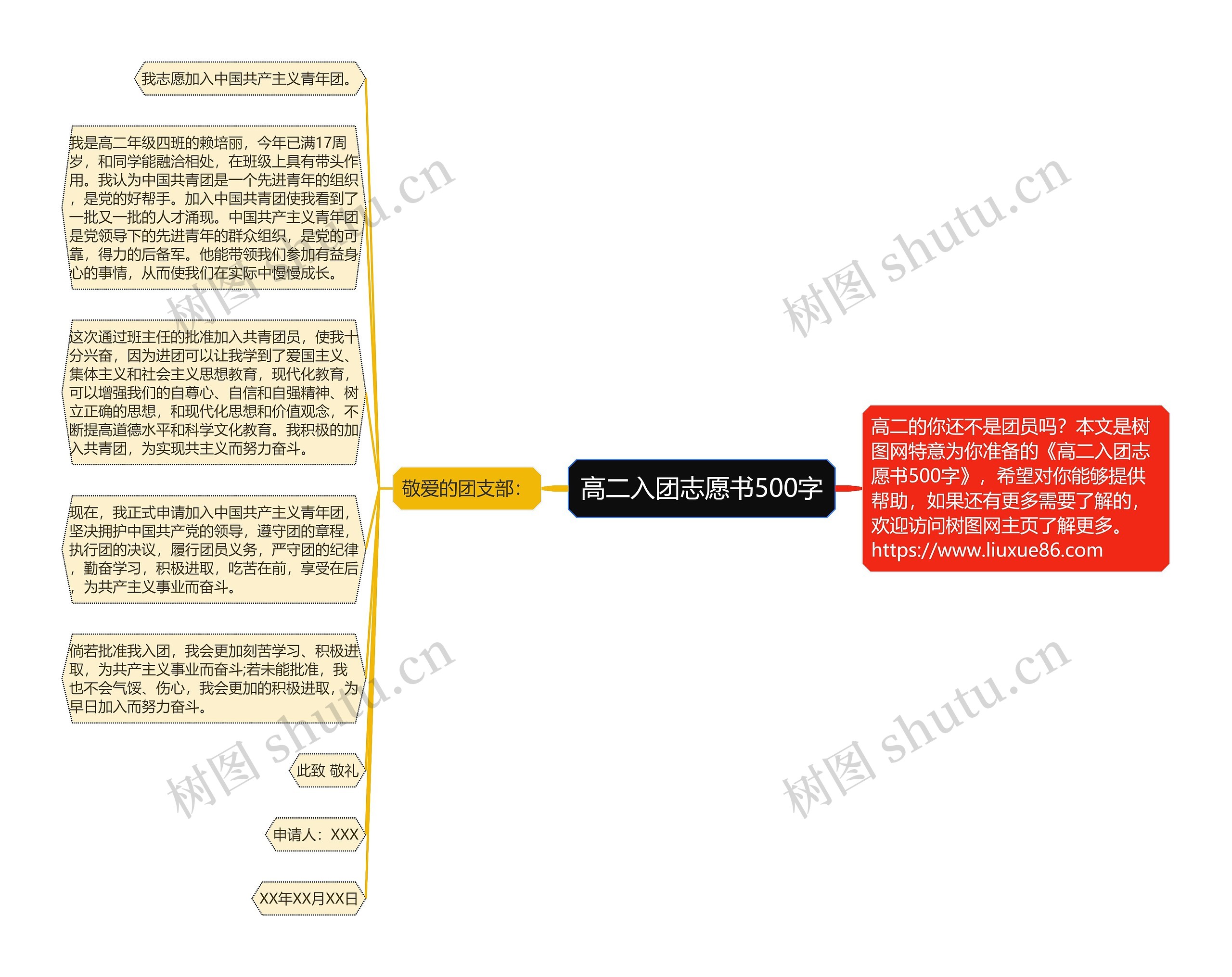 高二入团志愿书500字思维导图