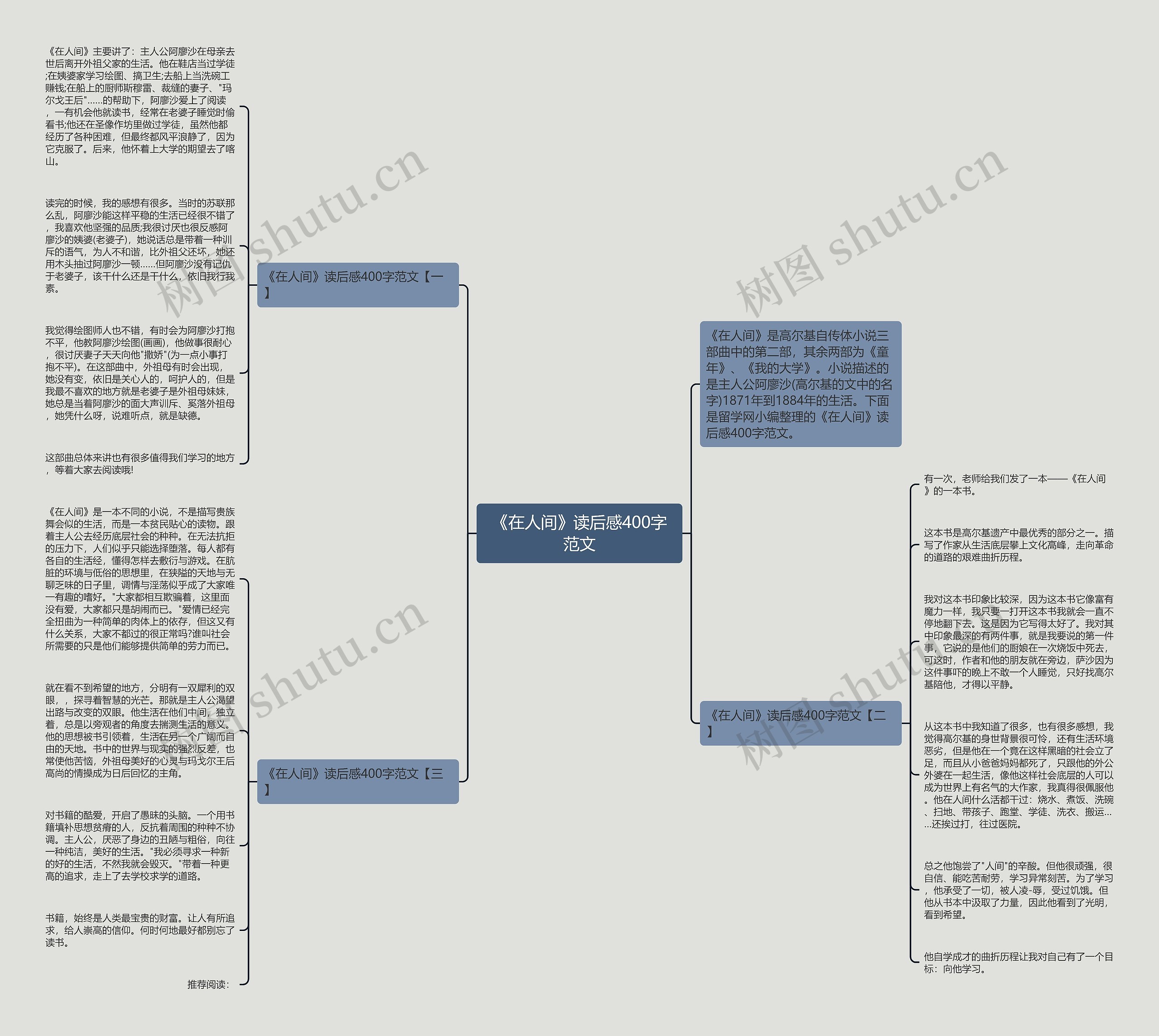 《在人间》读后感400字范文思维导图