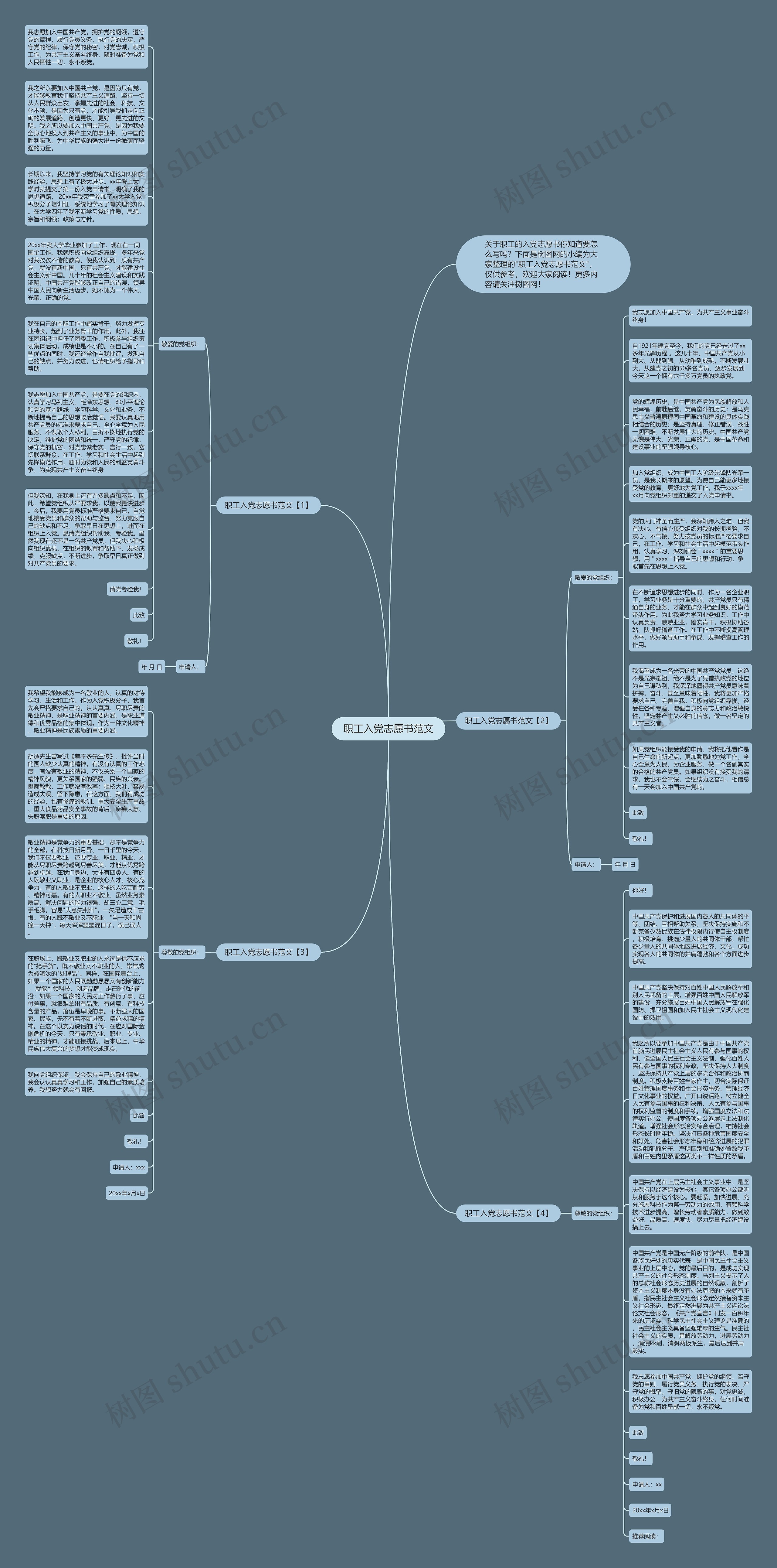 职工入党志愿书范文思维导图