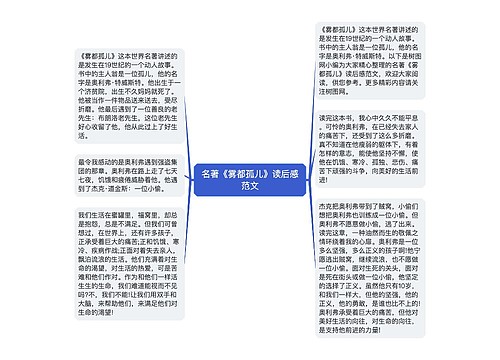 名著《雾都孤儿》读后感范文