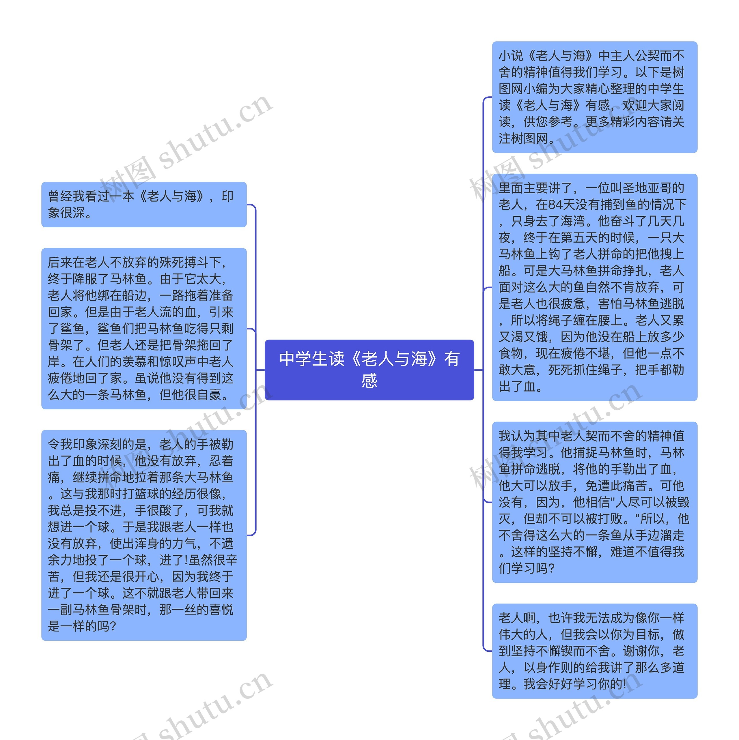 中学生读《老人与海》有感思维导图