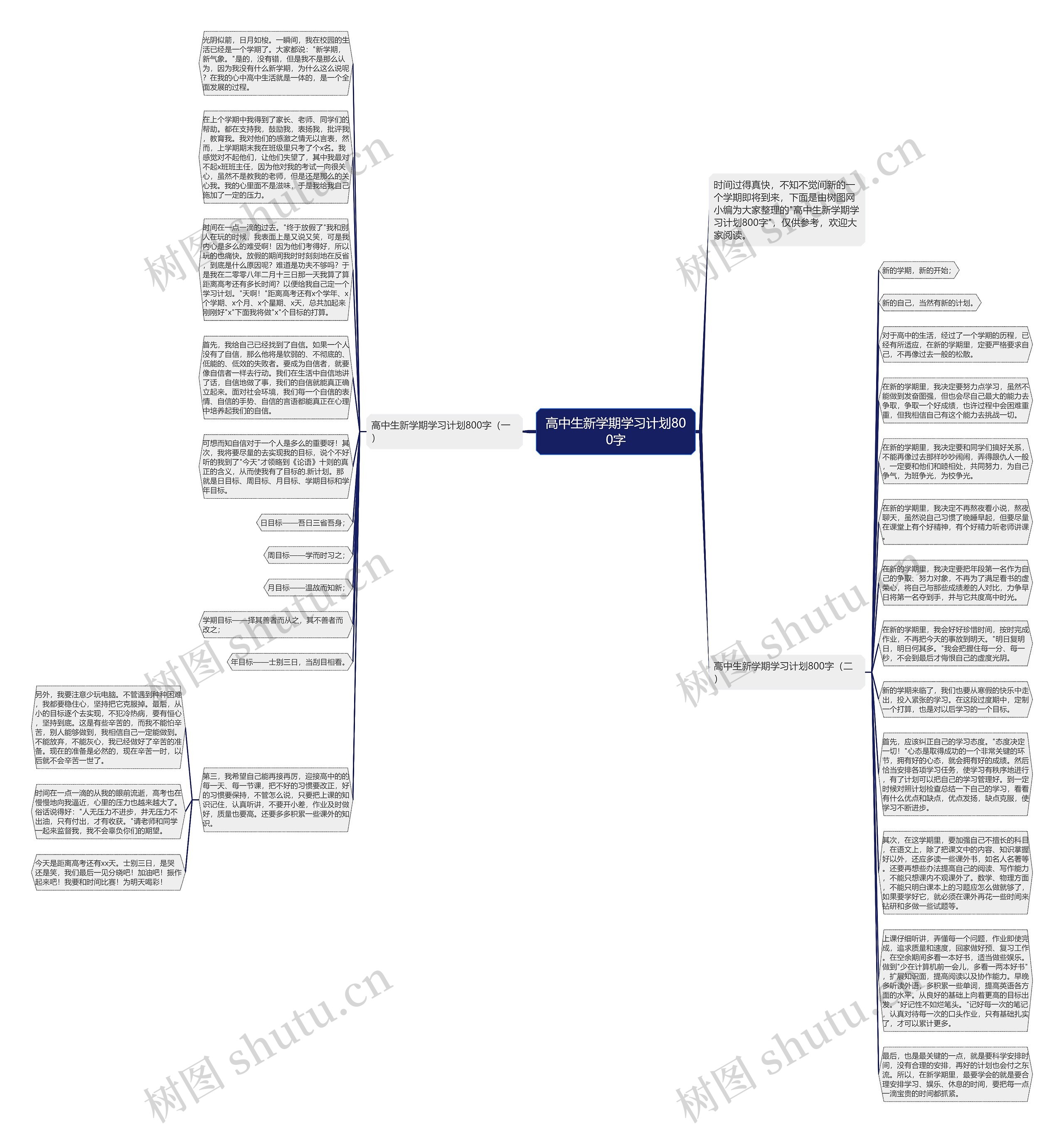 高中生新学期学习计划800字思维导图
