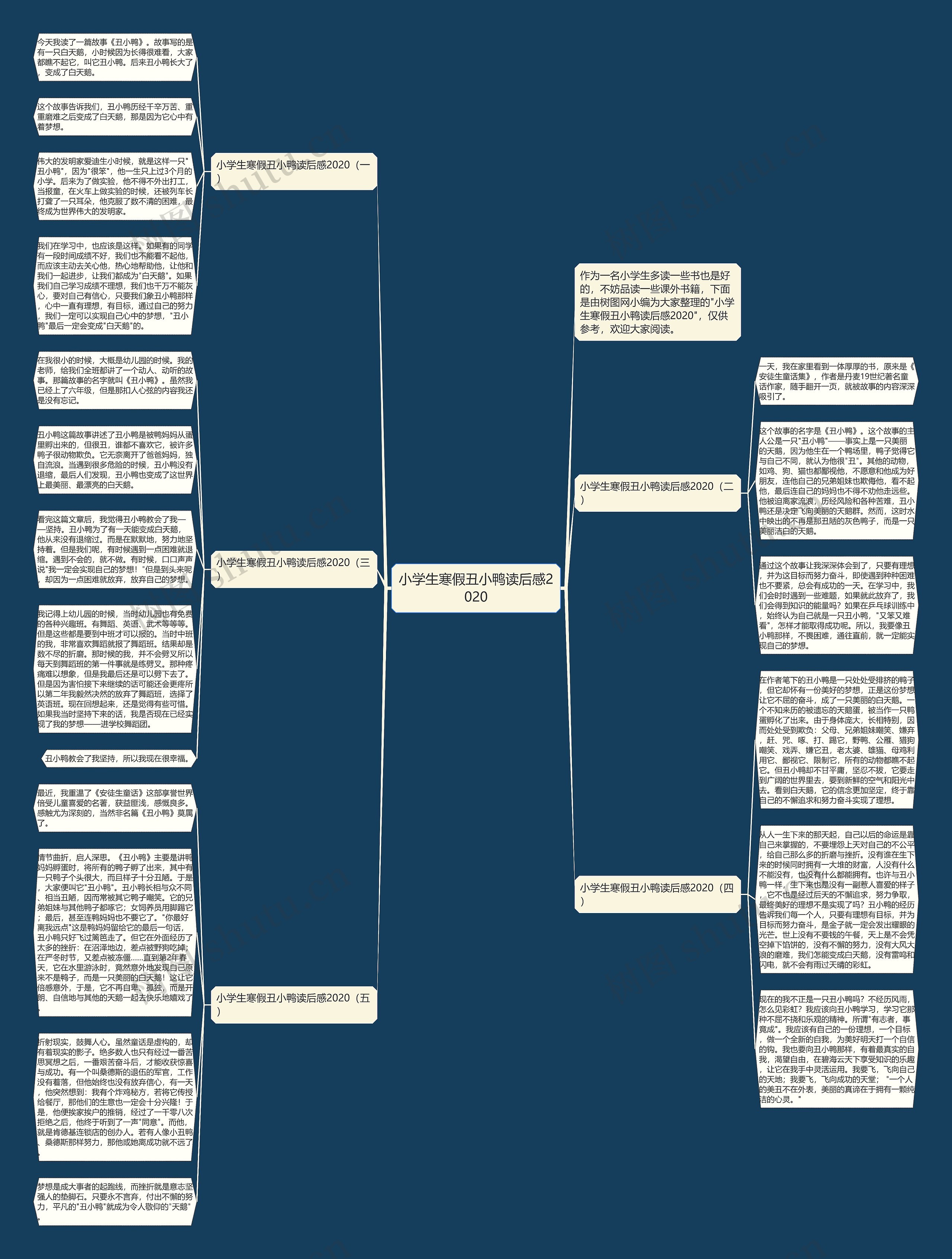 小学生寒假丑小鸭读后感2020思维导图