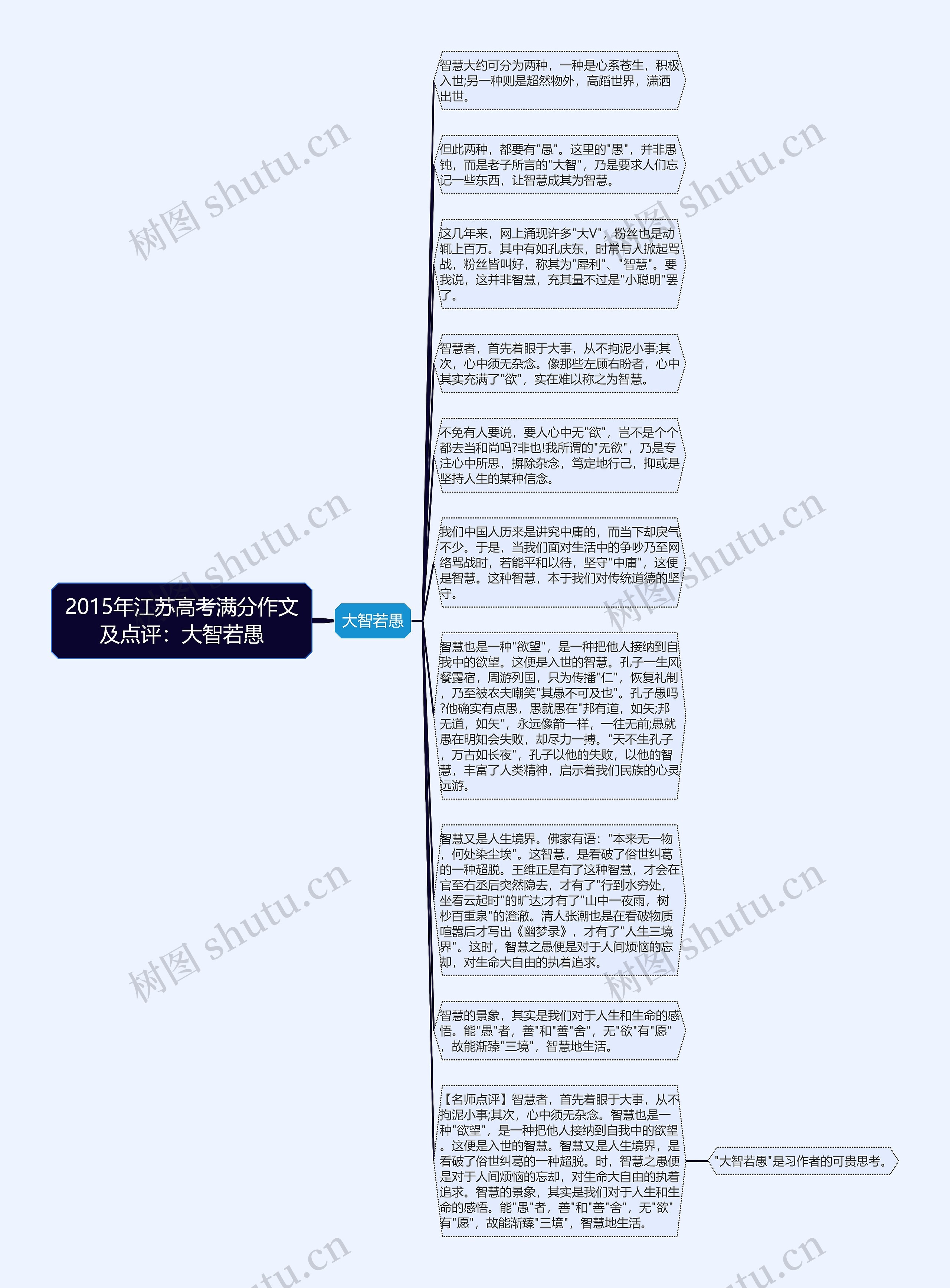 2015年江苏高考满分作文及点评：大智若愚思维导图