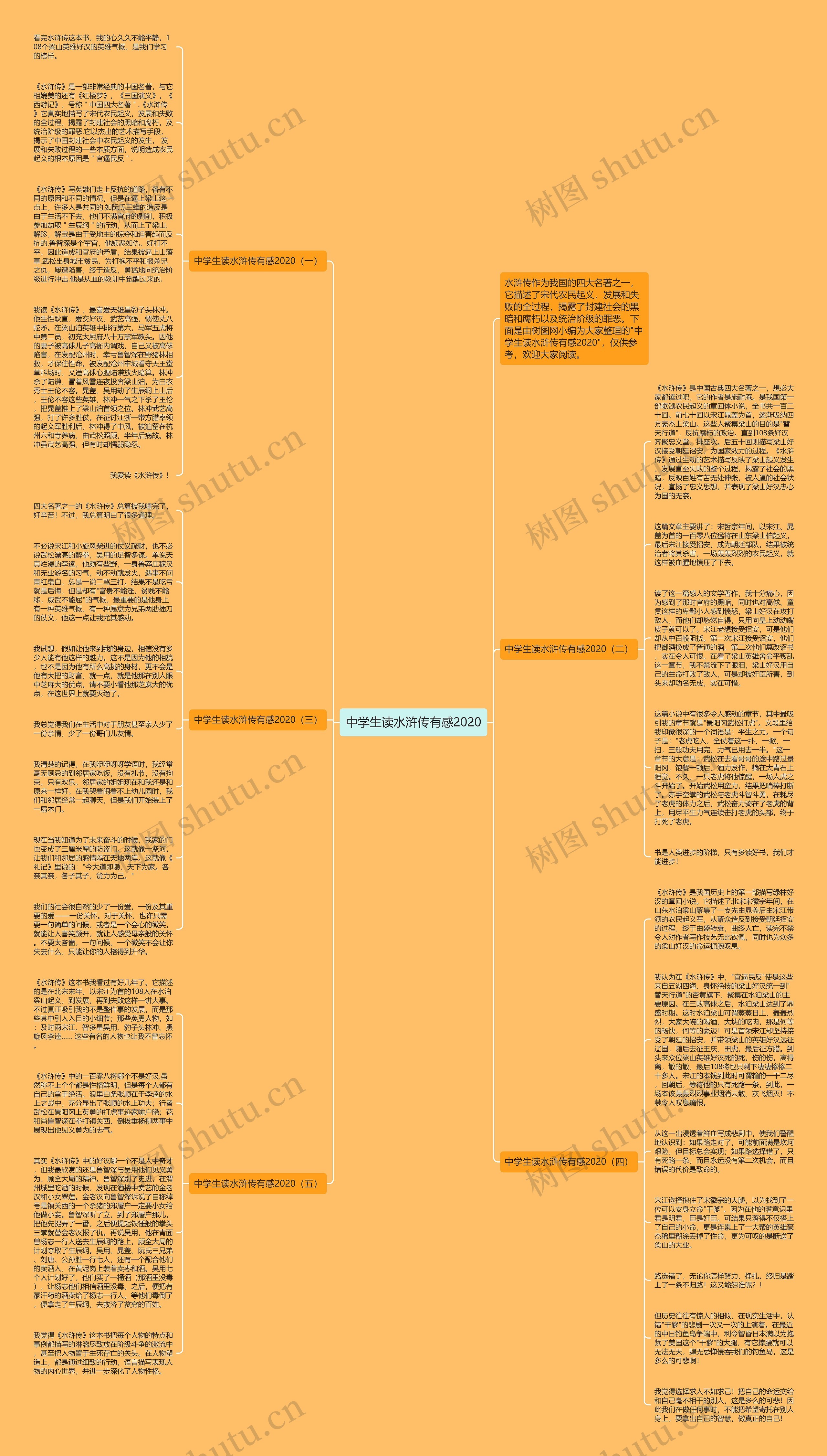 中学生读水浒传有感2020思维导图