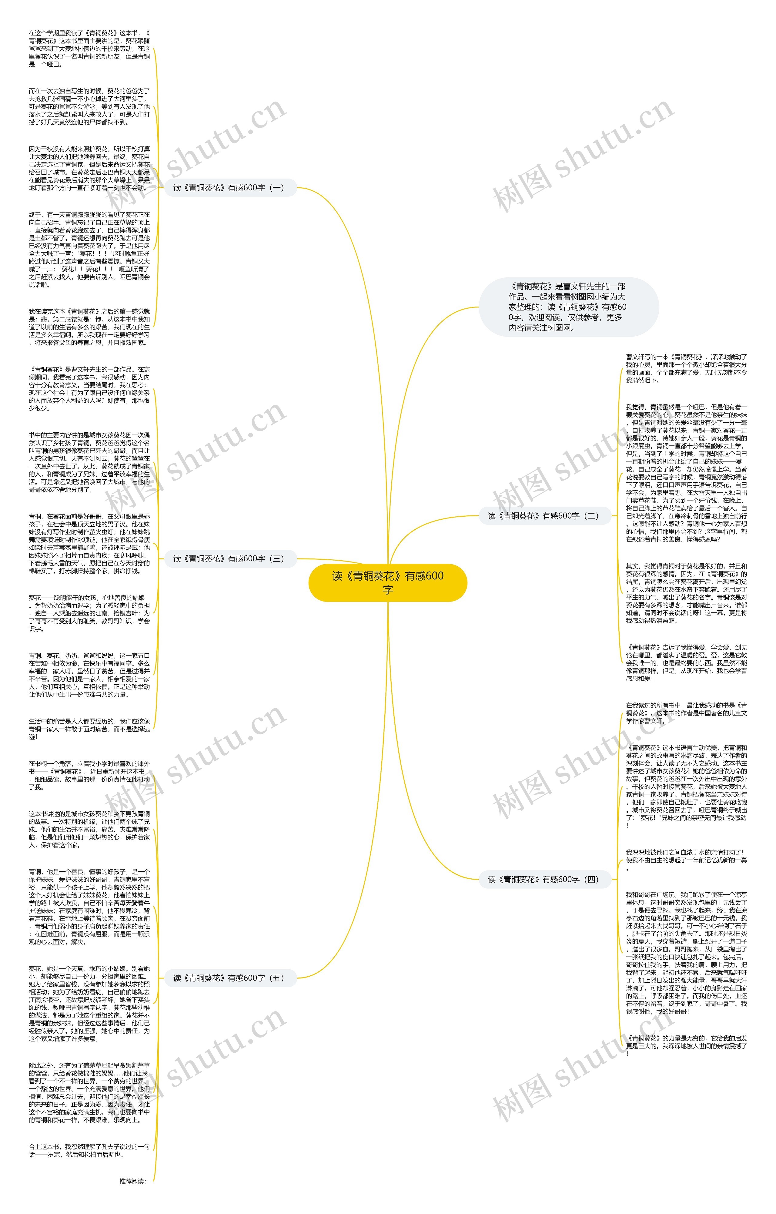 读《青铜葵花》有感600字思维导图
