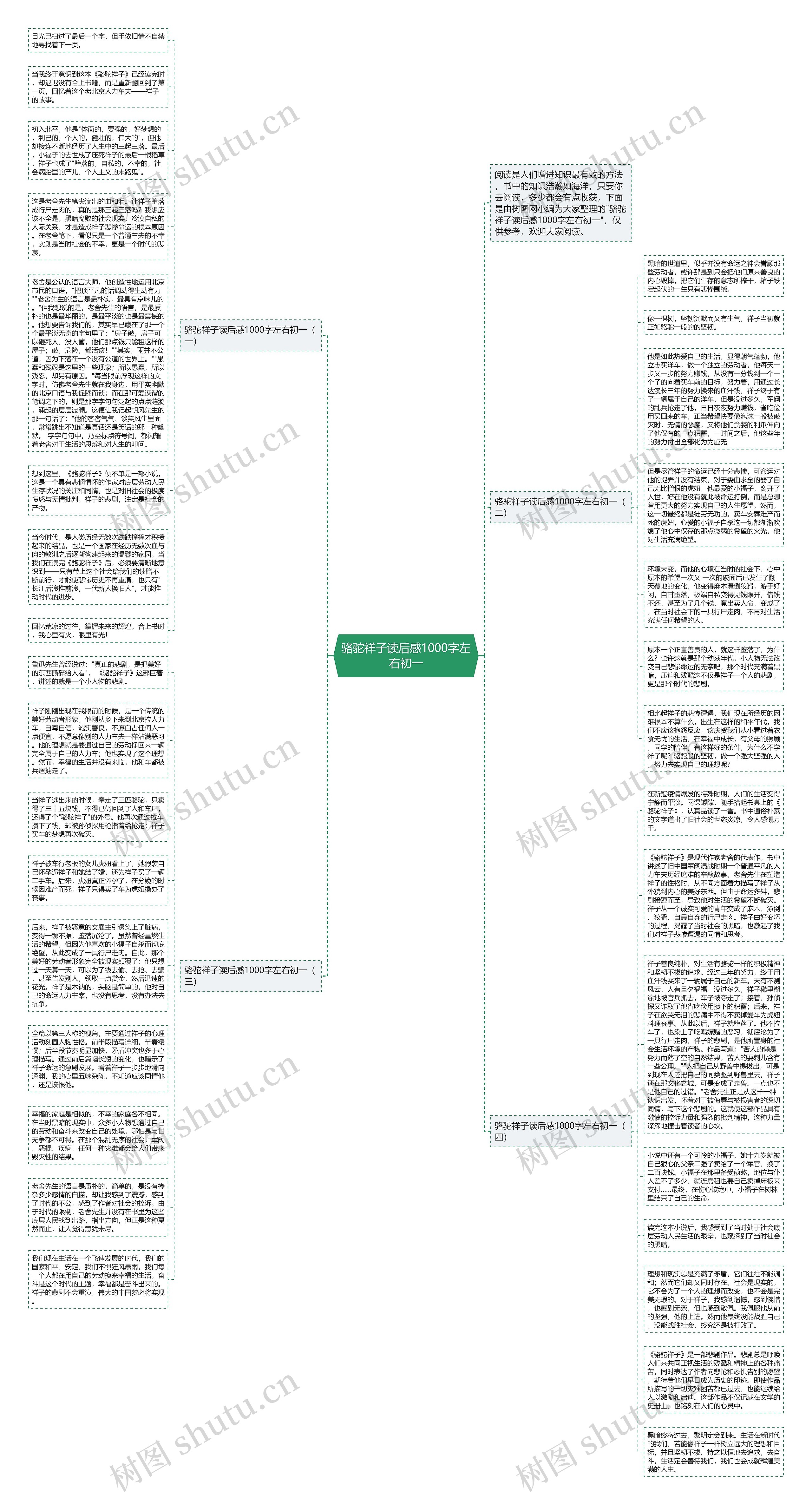 骆驼祥子读后感1000字左右初一思维导图