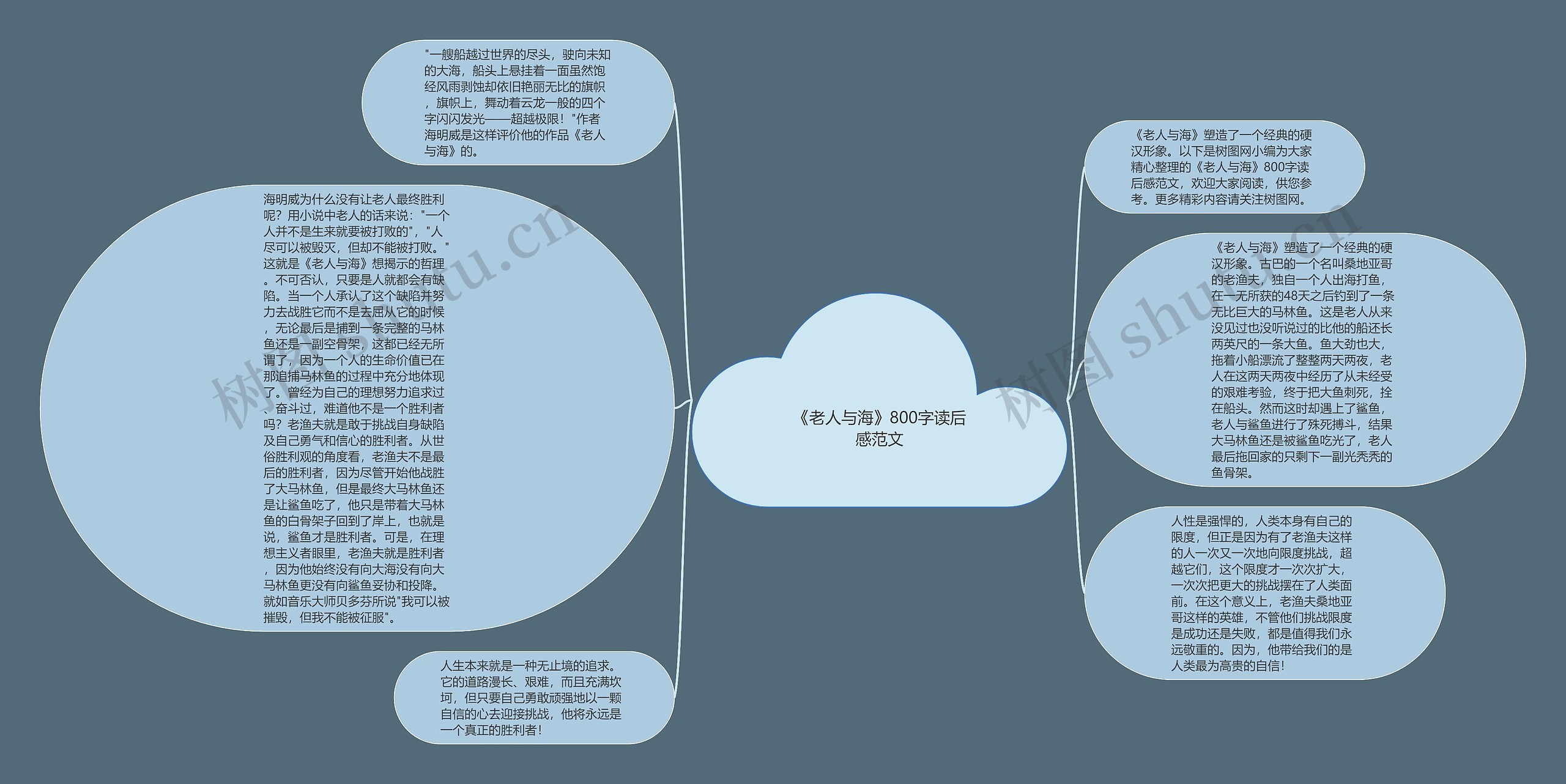 《老人与海》800字读后感范文思维导图