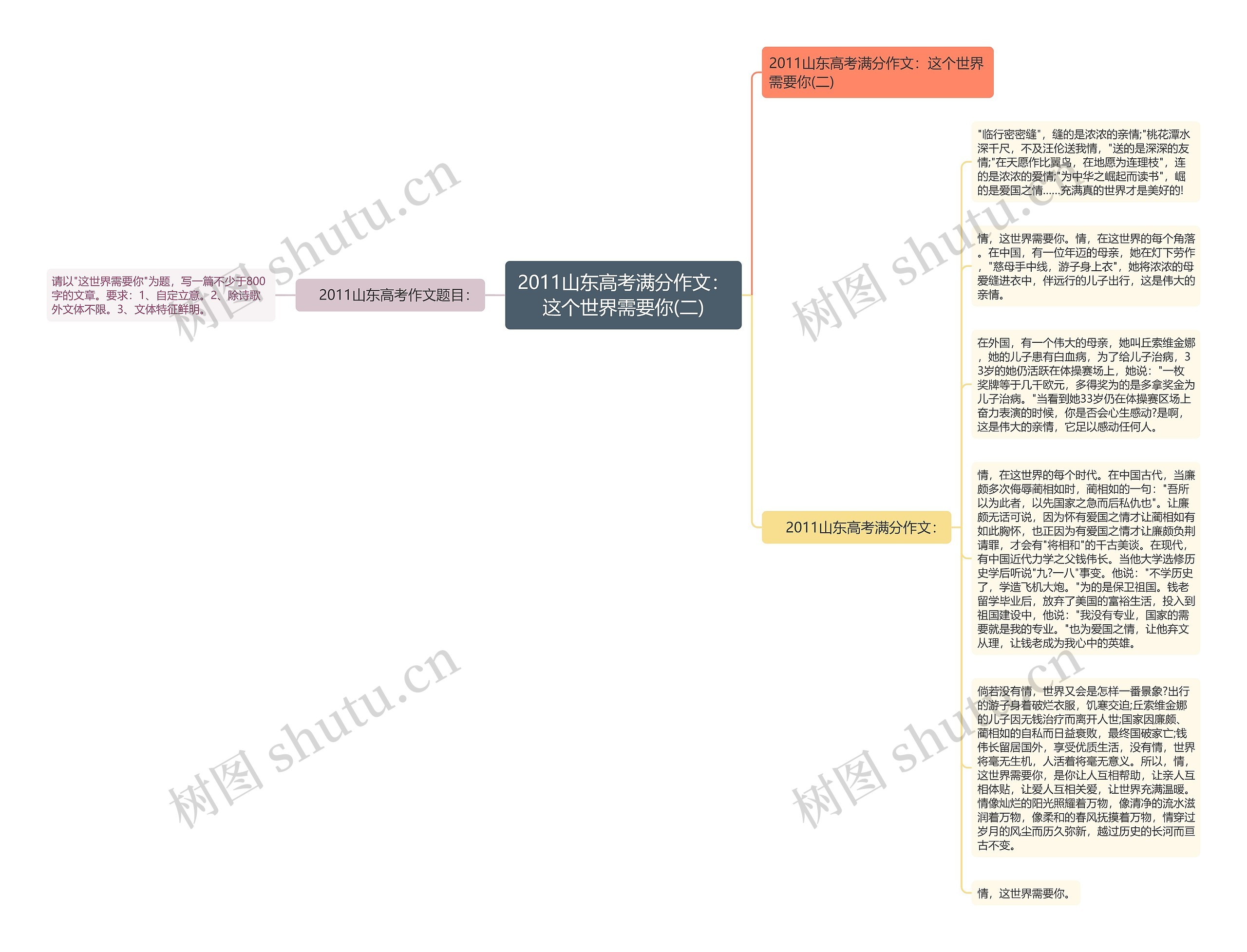 2011山东高考满分作文：这个世界需要你(二)思维导图