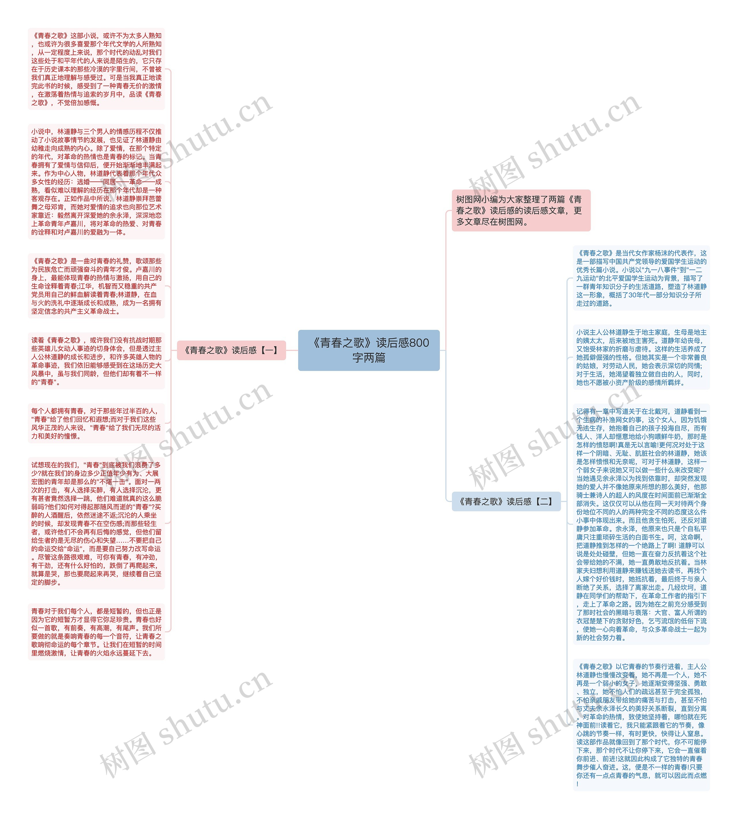 《青春之歌》读后感800字两篇思维导图