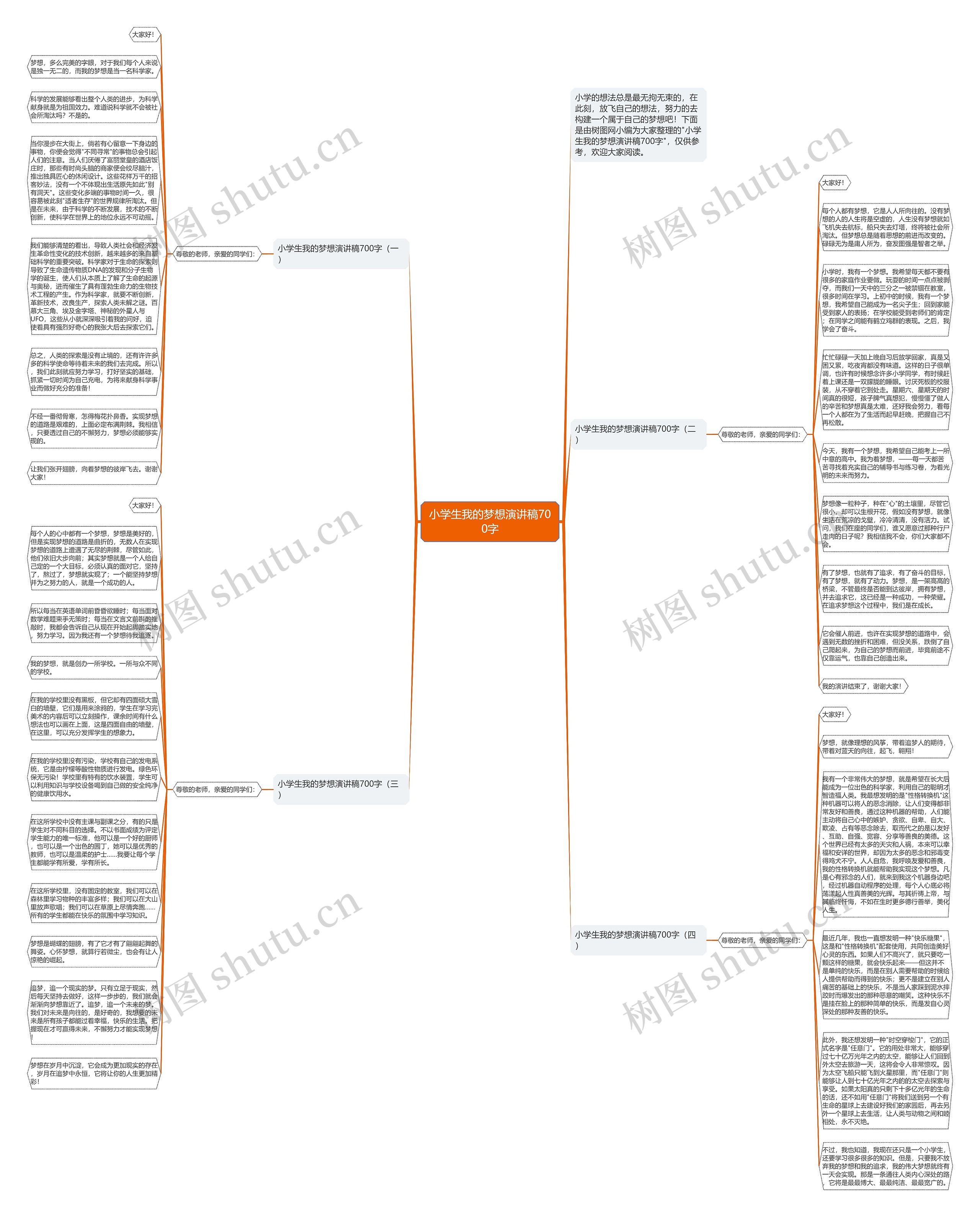 小学生我的梦想演讲稿700字思维导图