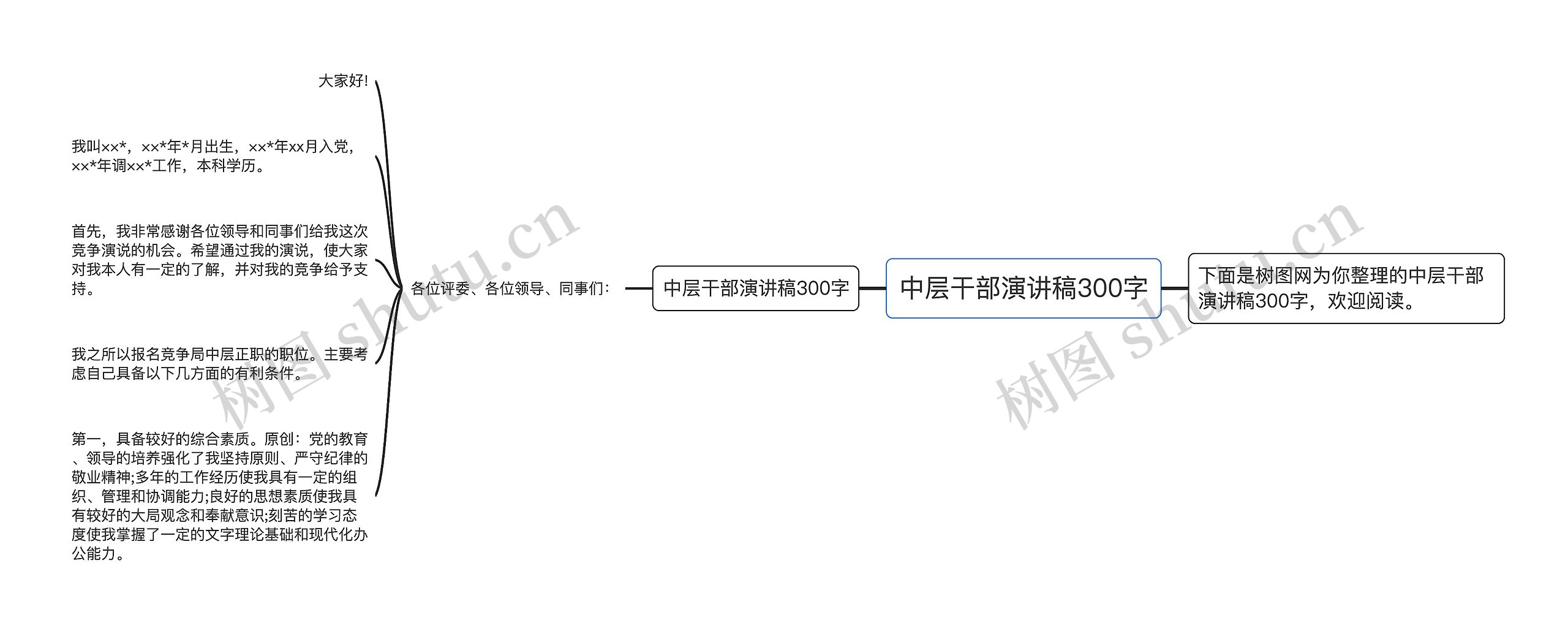 中层干部演讲稿300字思维导图