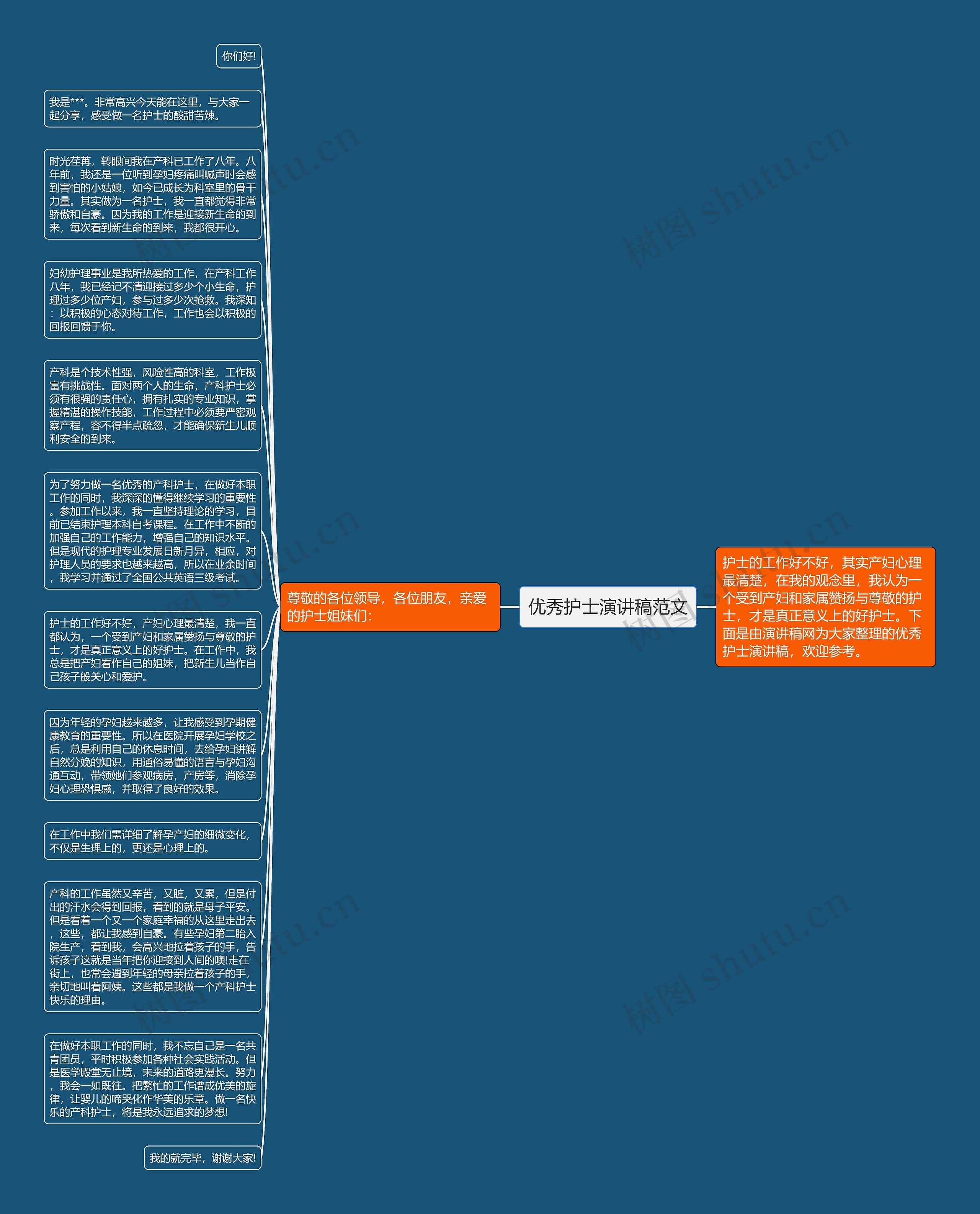 优秀护士演讲稿范文思维导图