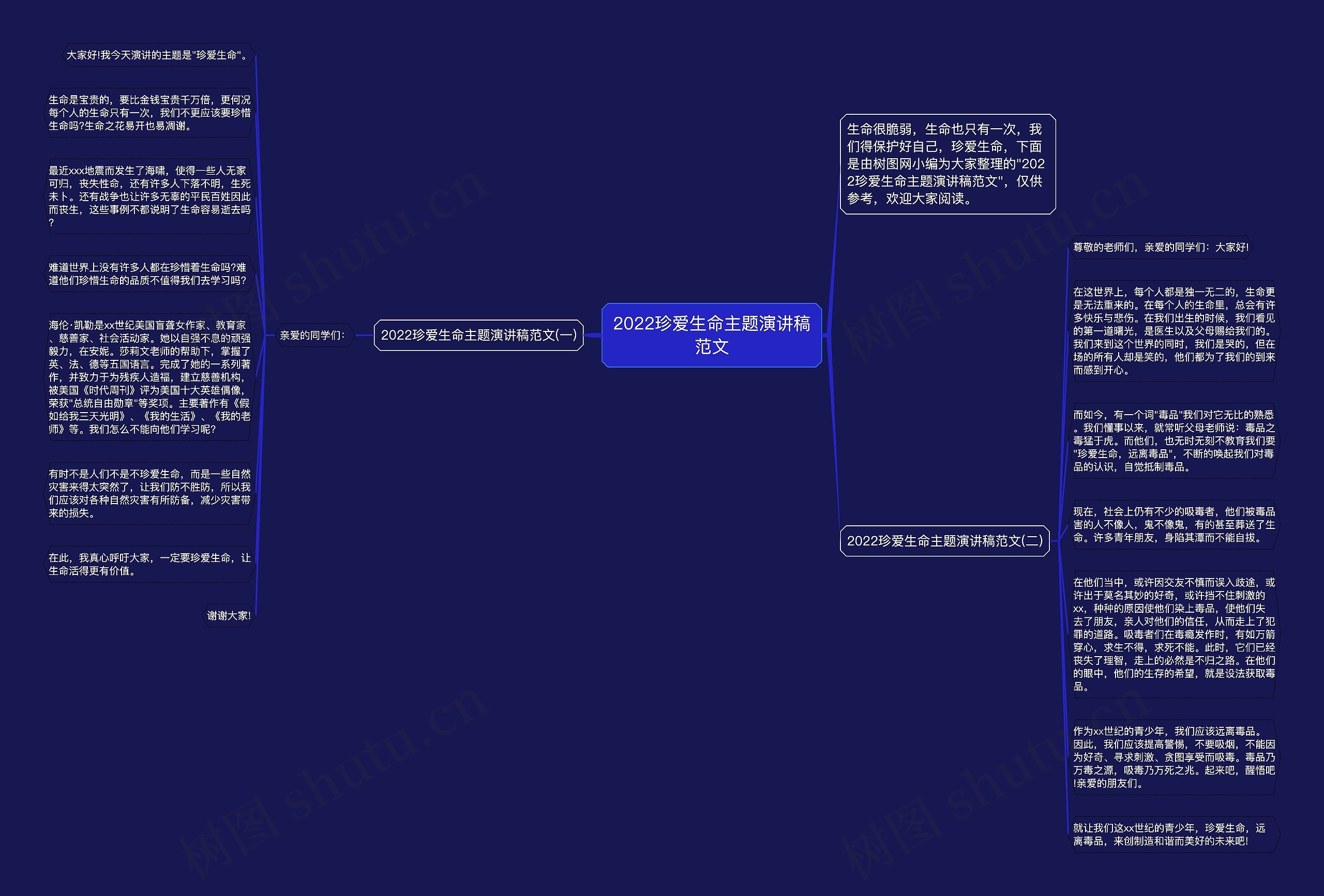 2022珍爱生命主题演讲稿范文思维导图