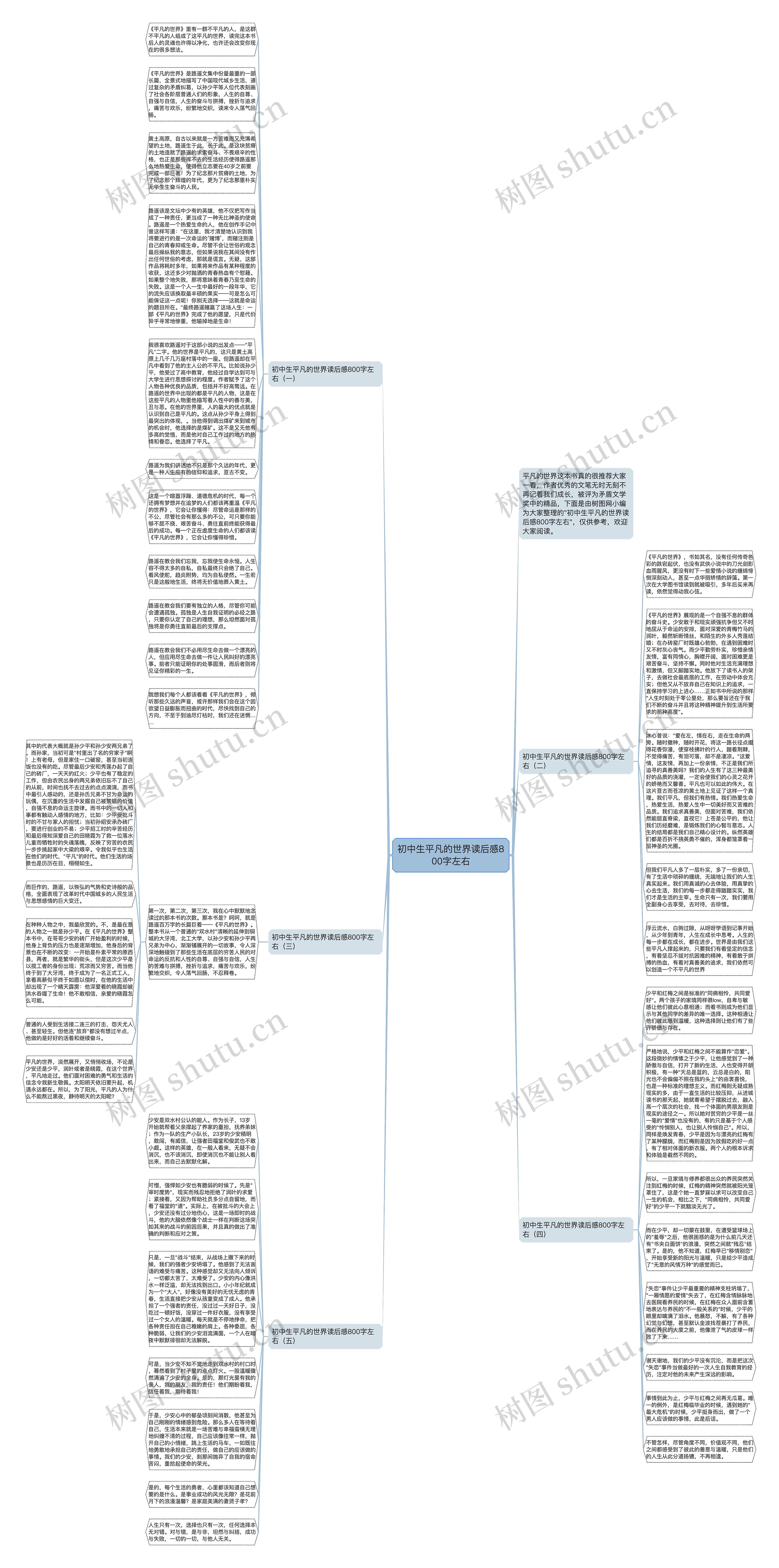 初中生平凡的世界读后感800字左右思维导图