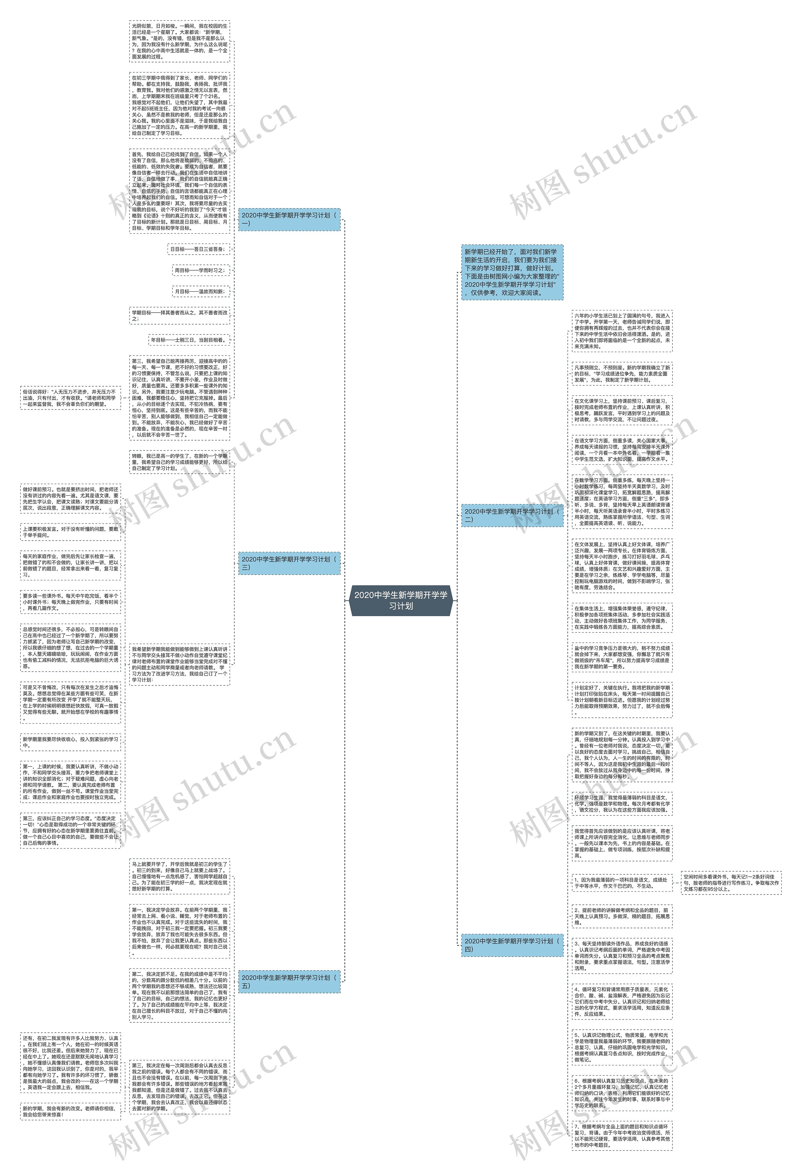 2020中学生新学期开学学习计划思维导图