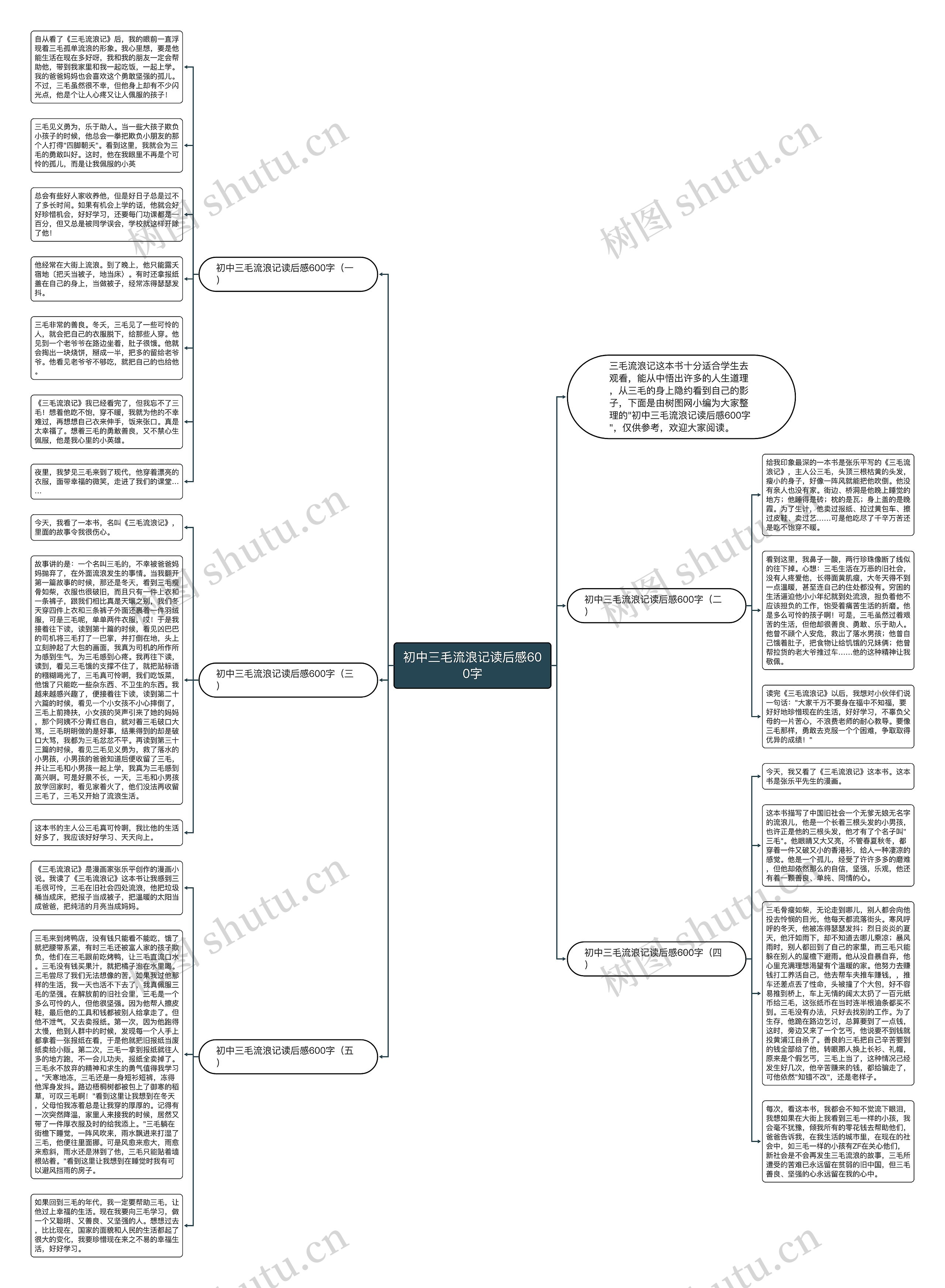 初中三毛流浪记读后感600字思维导图