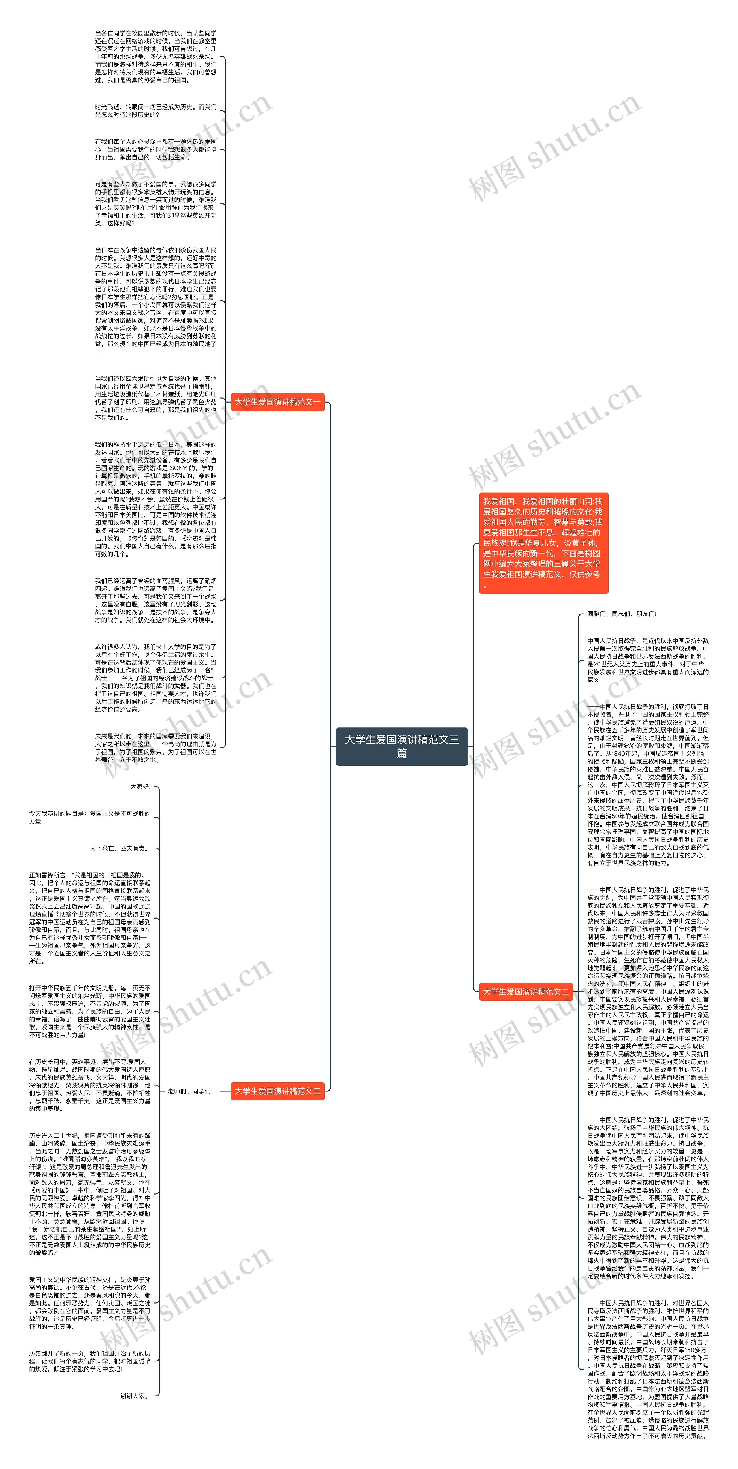 大学生爱国演讲稿范文三篇思维导图