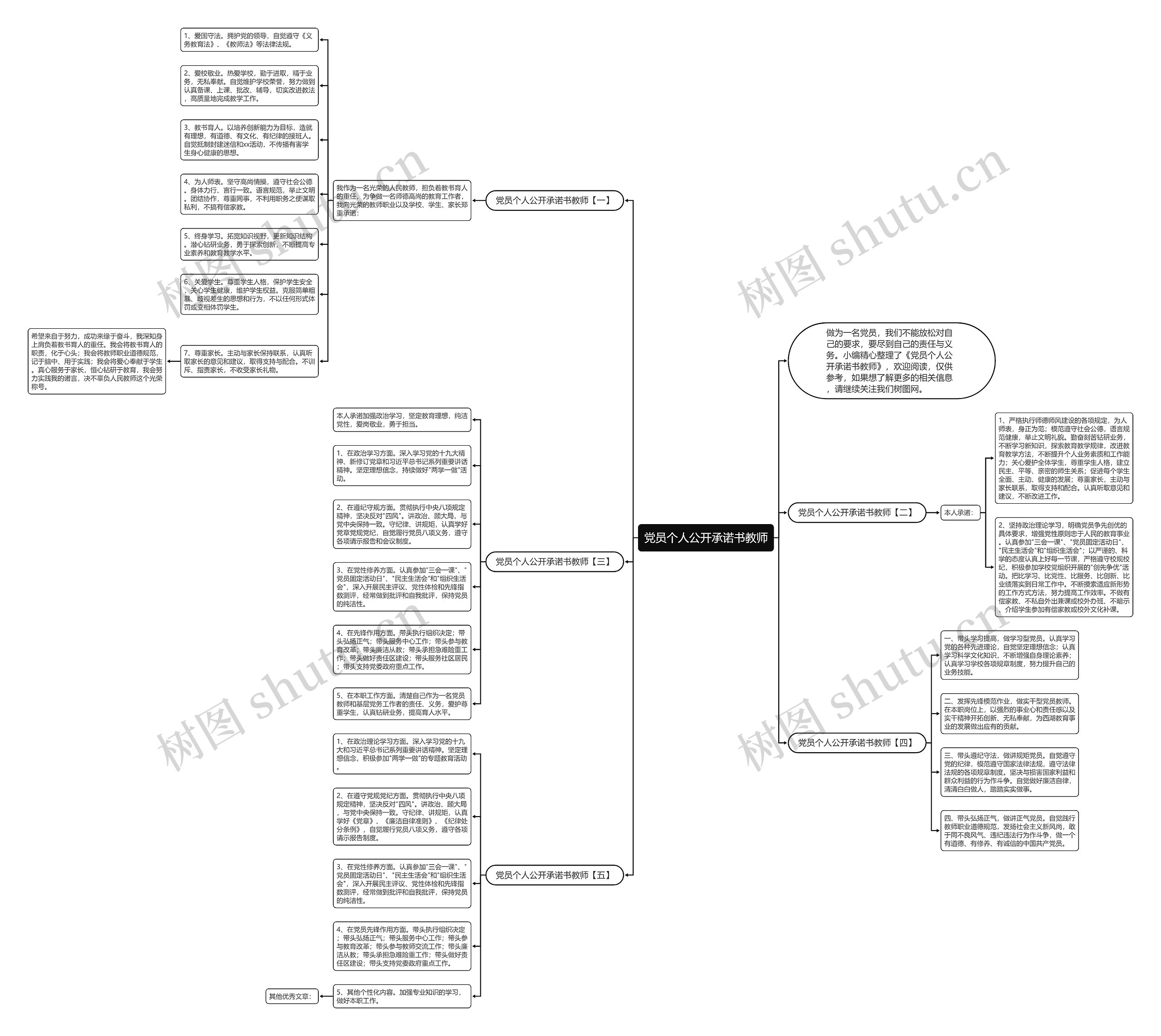 党员个人公开承诺书教师思维导图