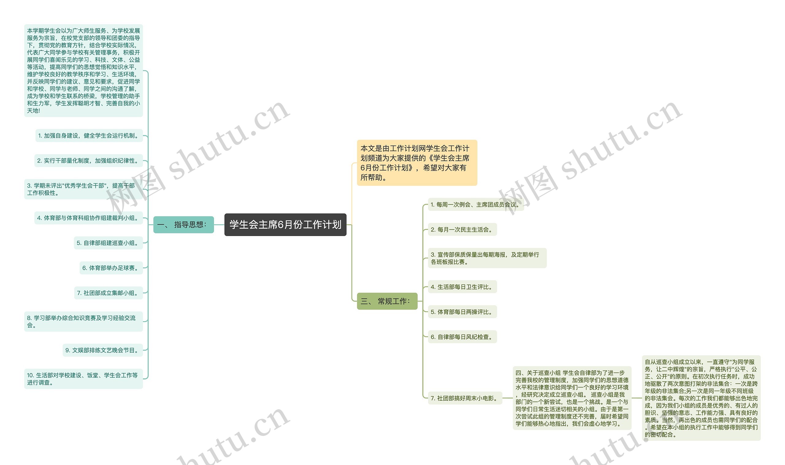 学生会主席6月份工作计划