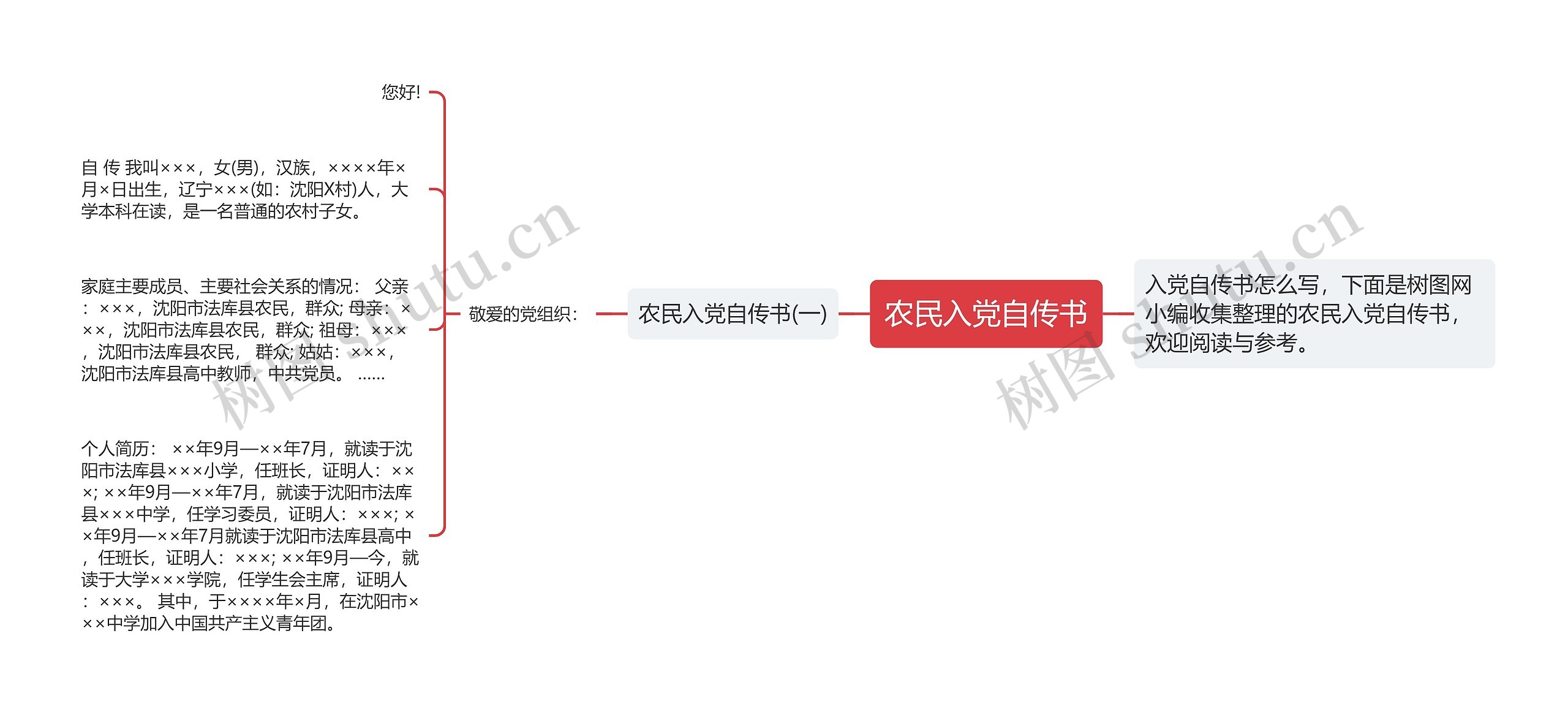 农民入党自传书思维导图
