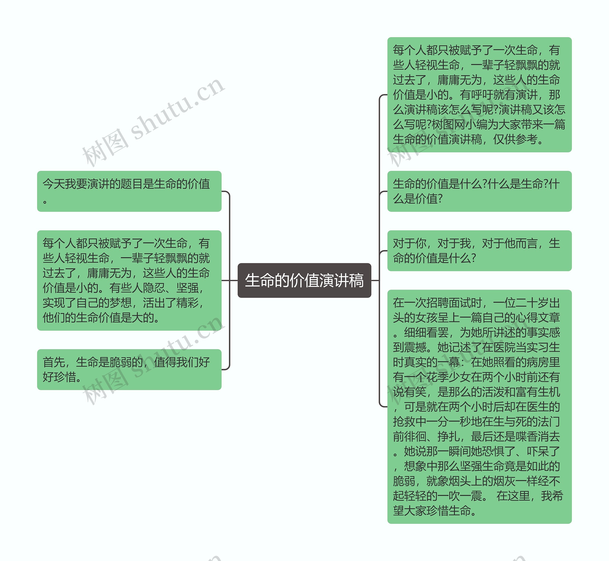 生命的价值演讲稿思维导图