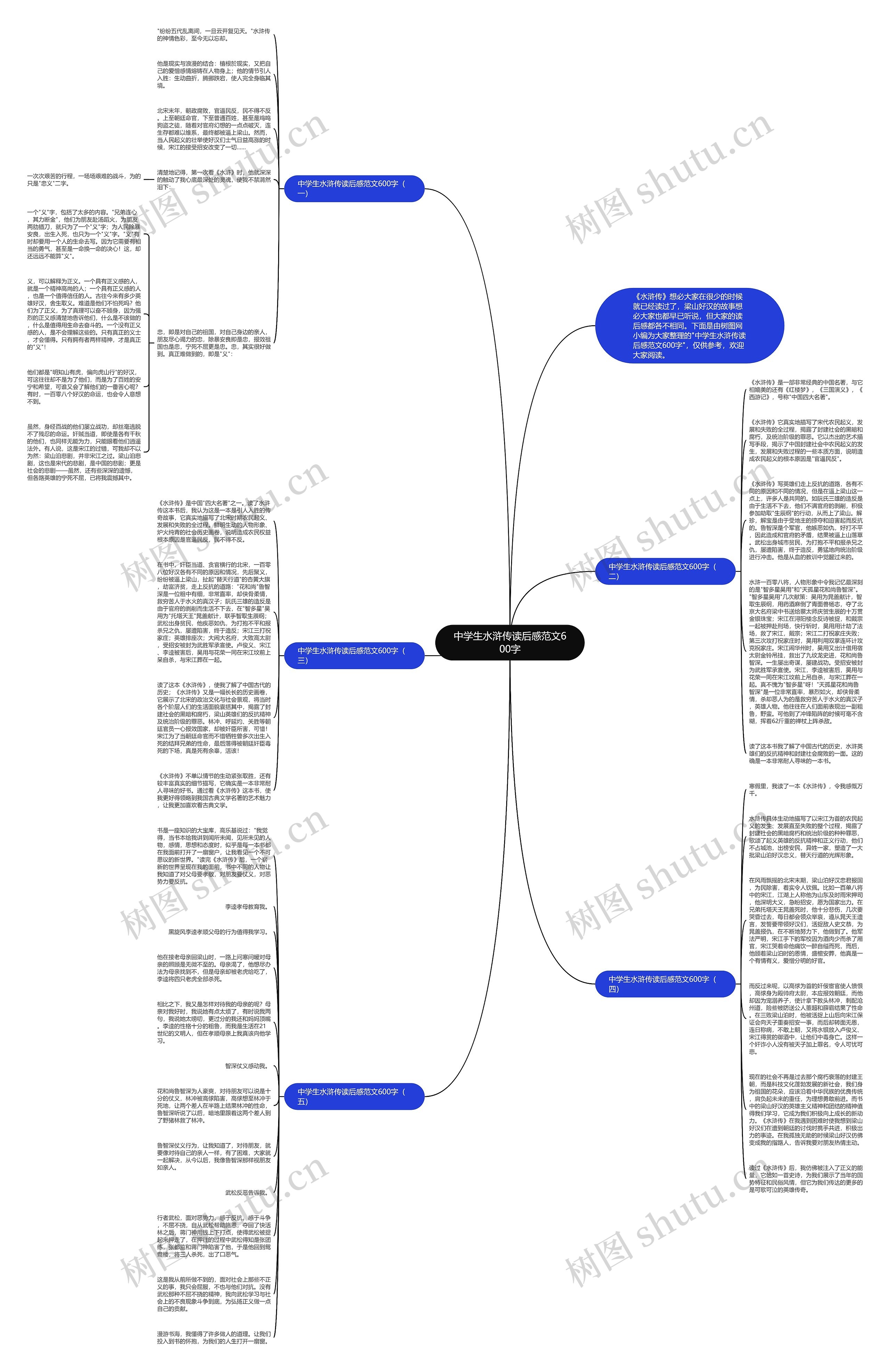 中学生水浒传读后感范文600字思维导图