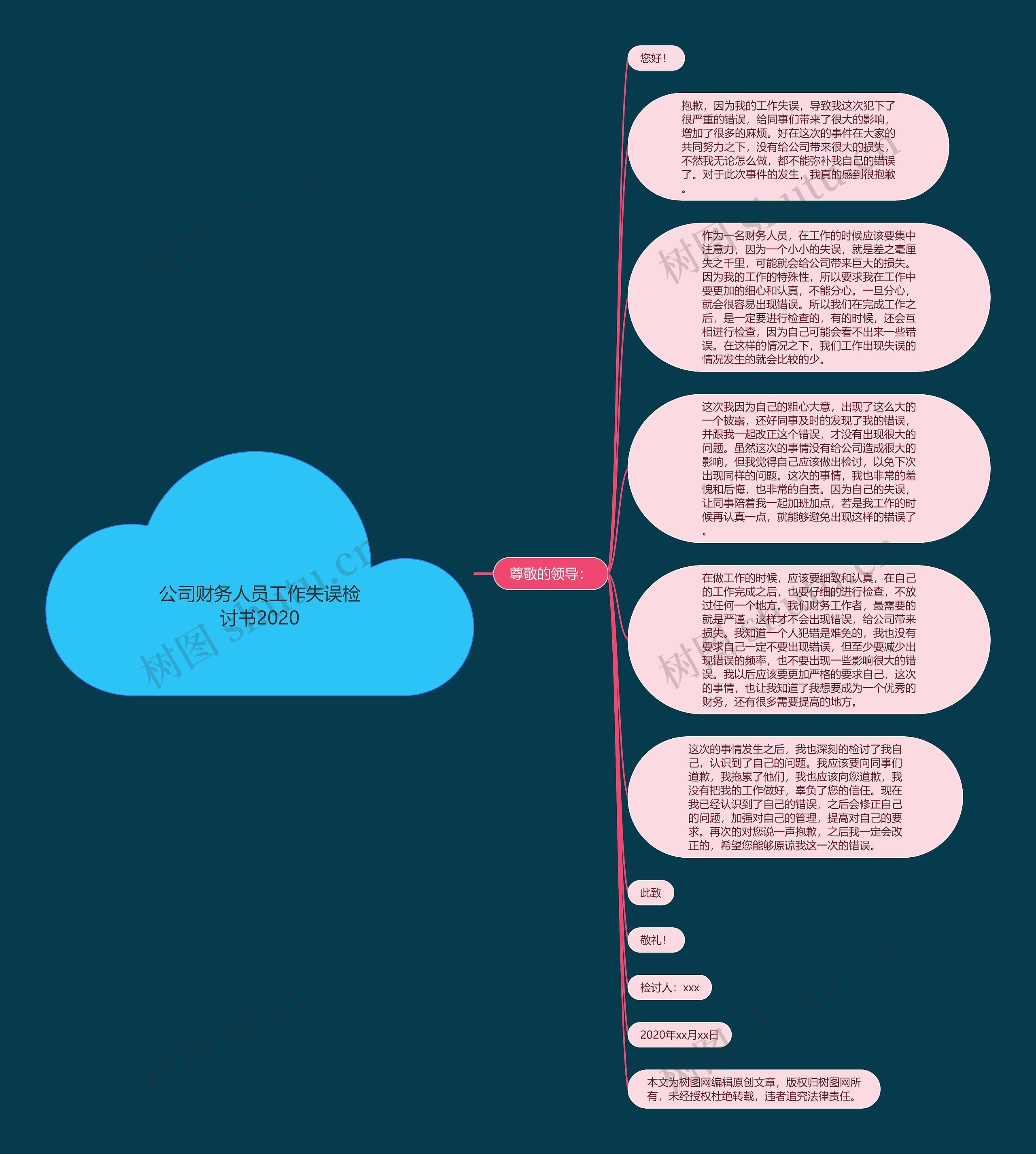 公司财务人员工作失误检讨书2020思维导图