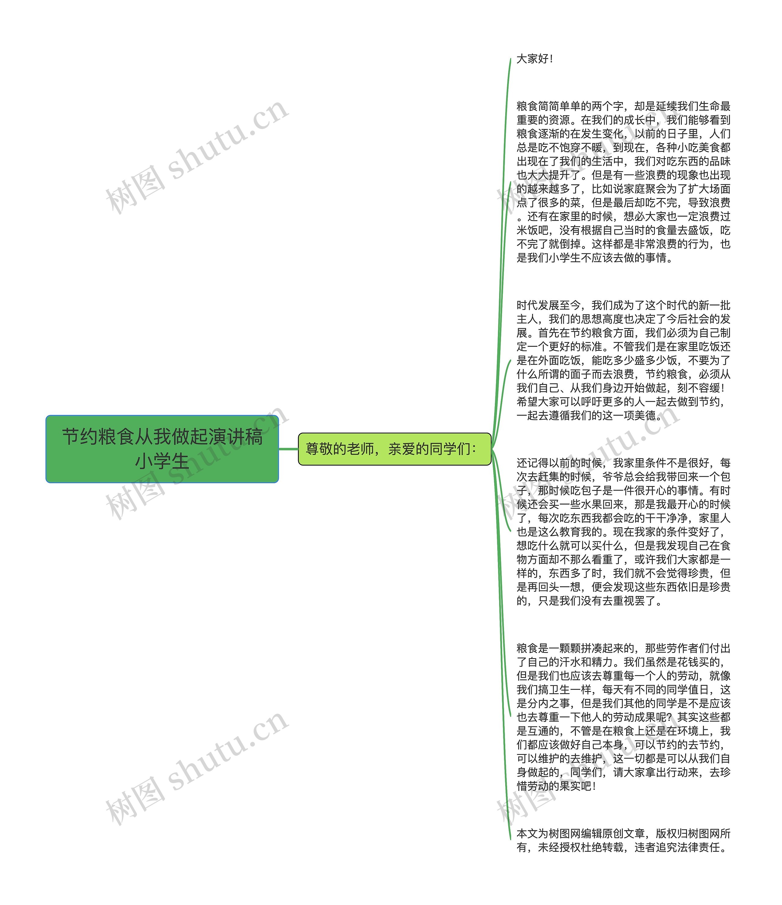 节约粮食从我做起演讲稿小学生思维导图