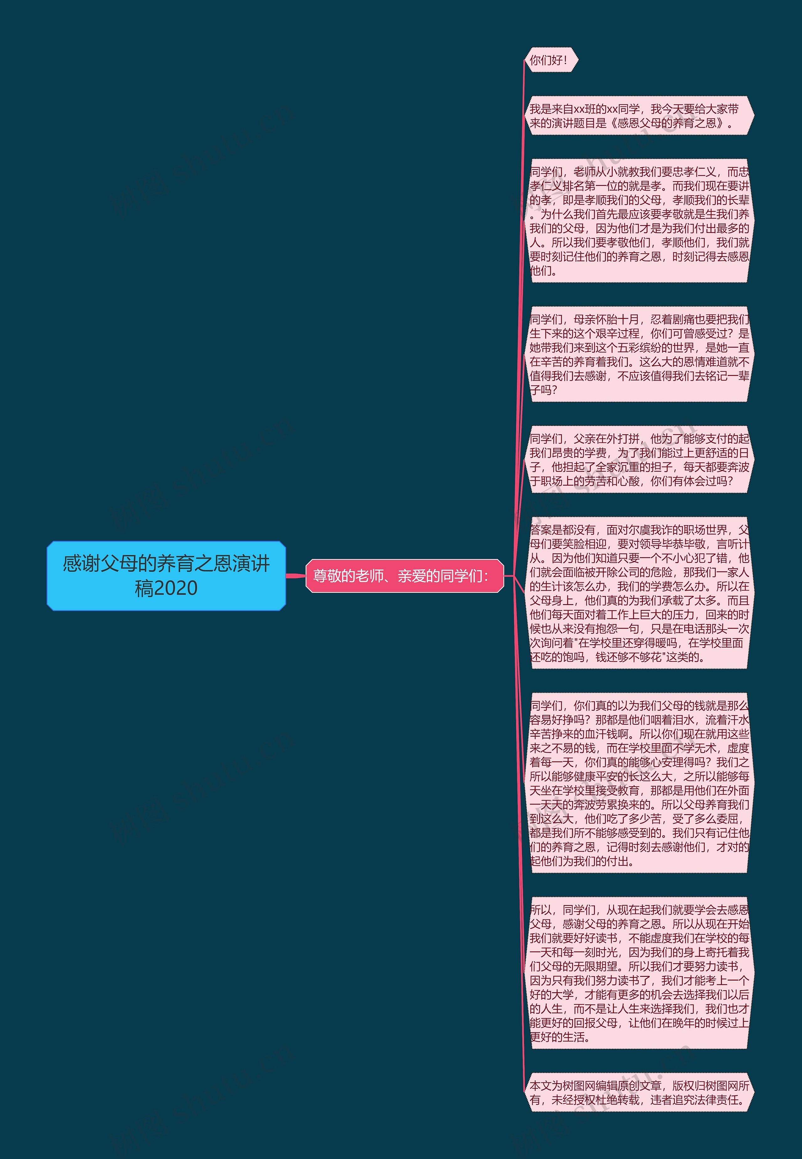 感谢父母的养育之恩演讲稿2020思维导图