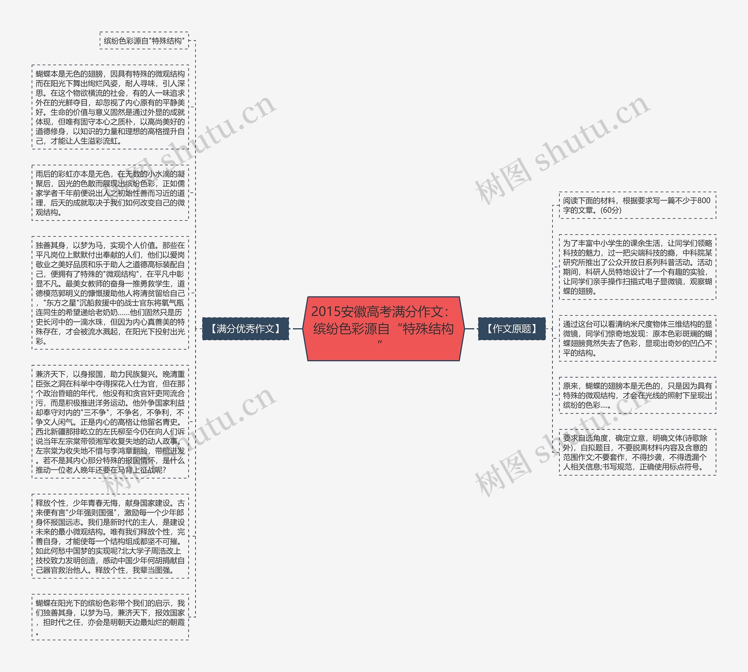 2015安徽高考满分作文：缤纷色彩源自“特殊结构”思维导图