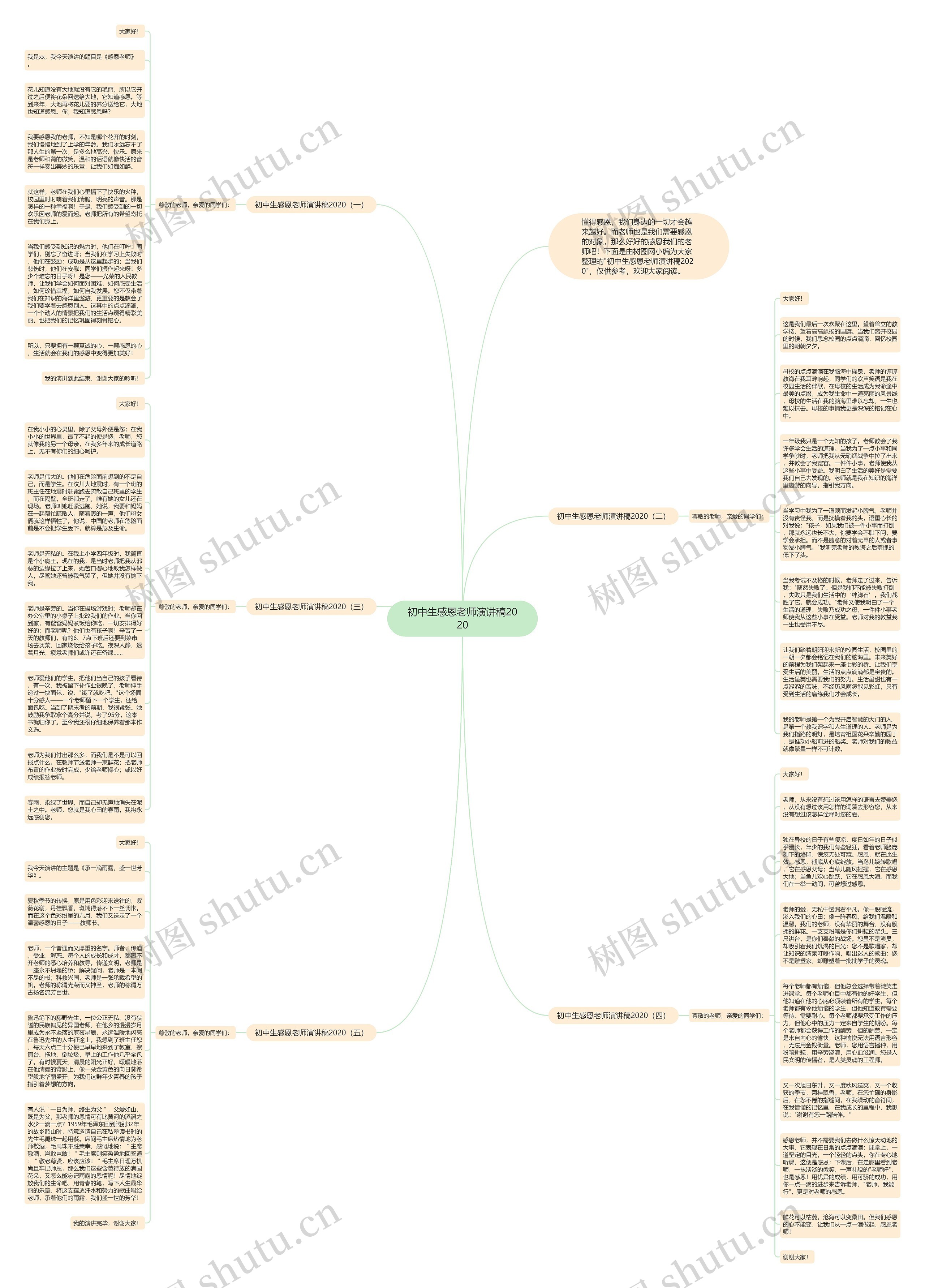 初中生感恩老师演讲稿2020思维导图
