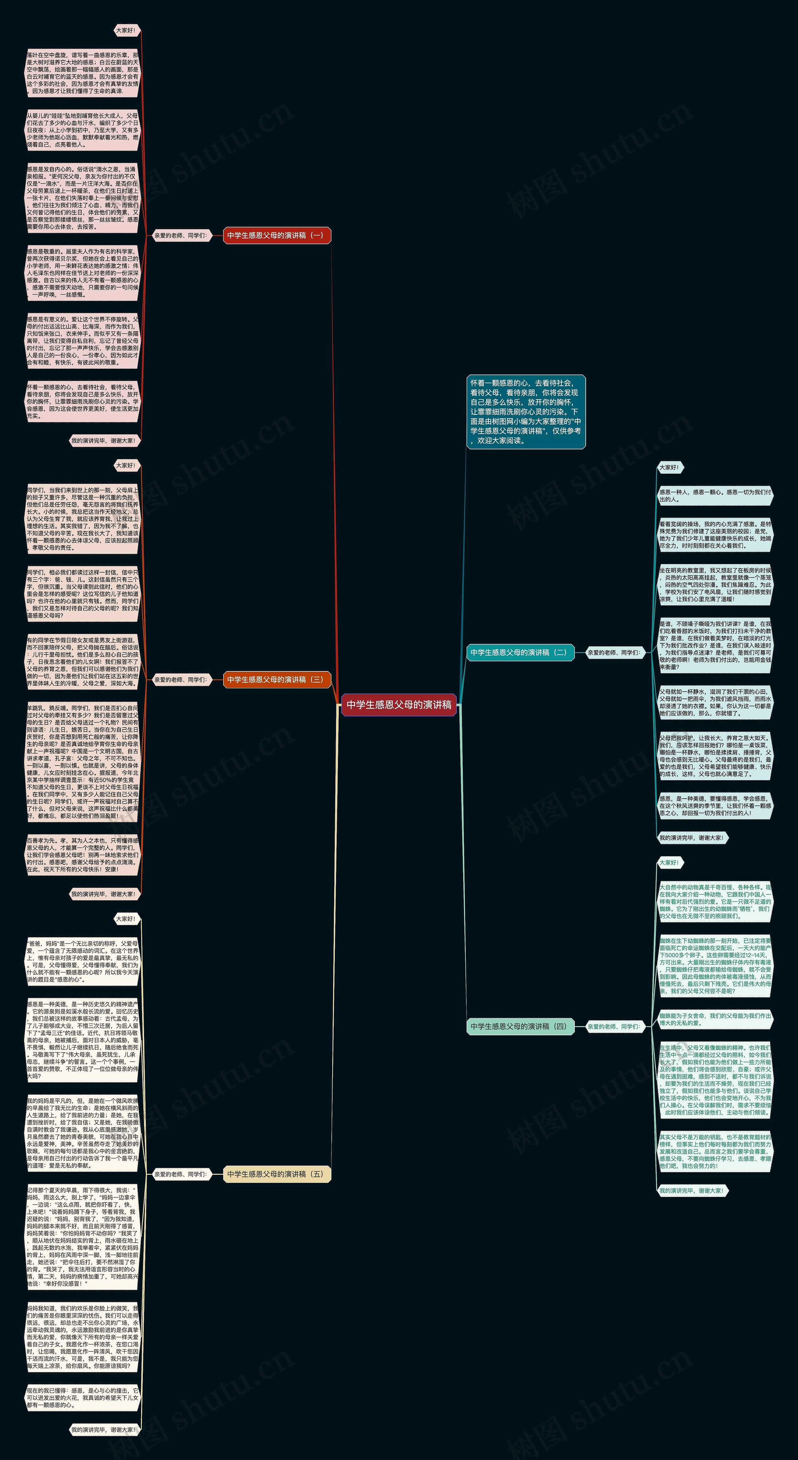 中学生感恩父母的演讲稿思维导图