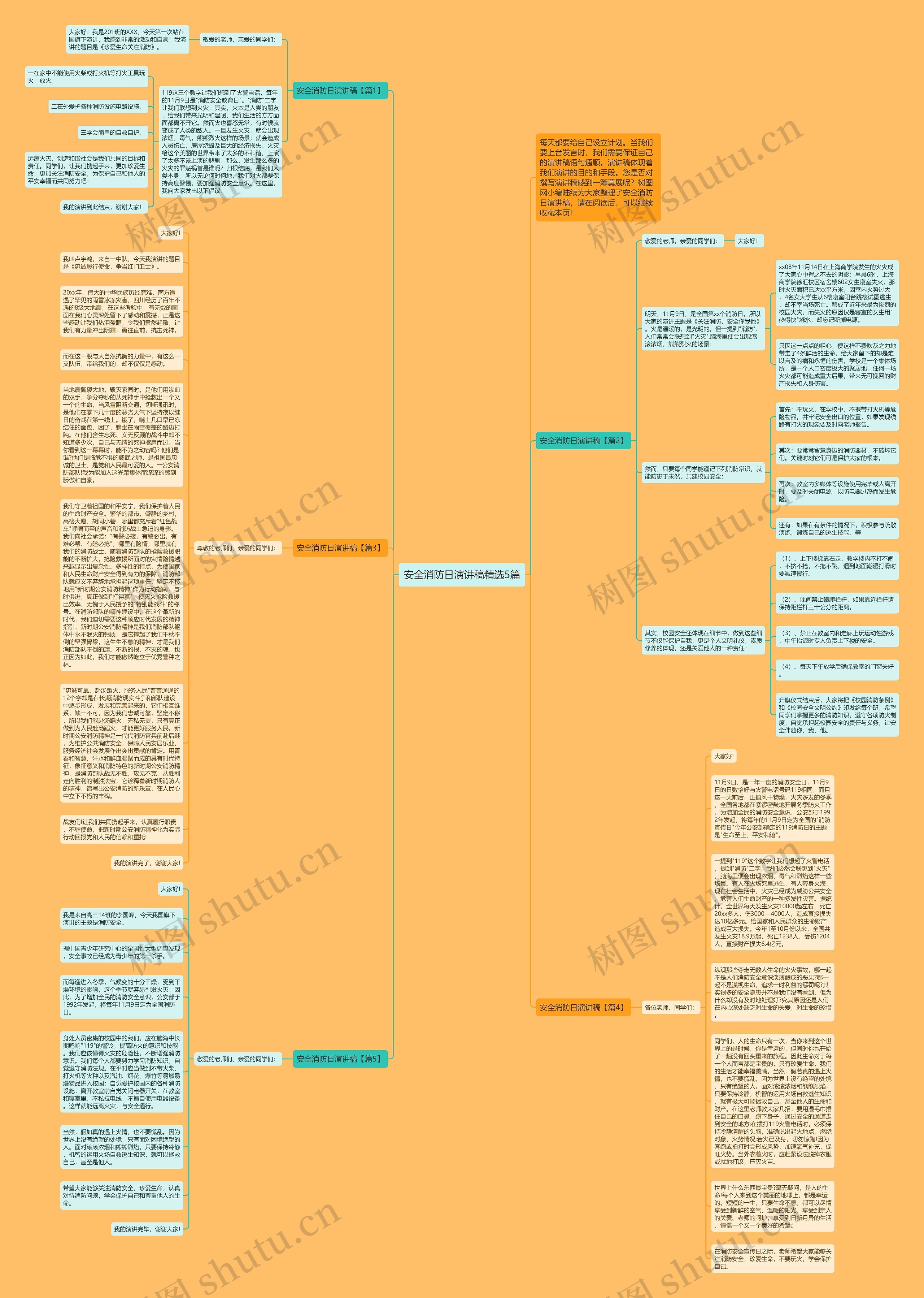 安全消防日演讲稿精选5篇思维导图
