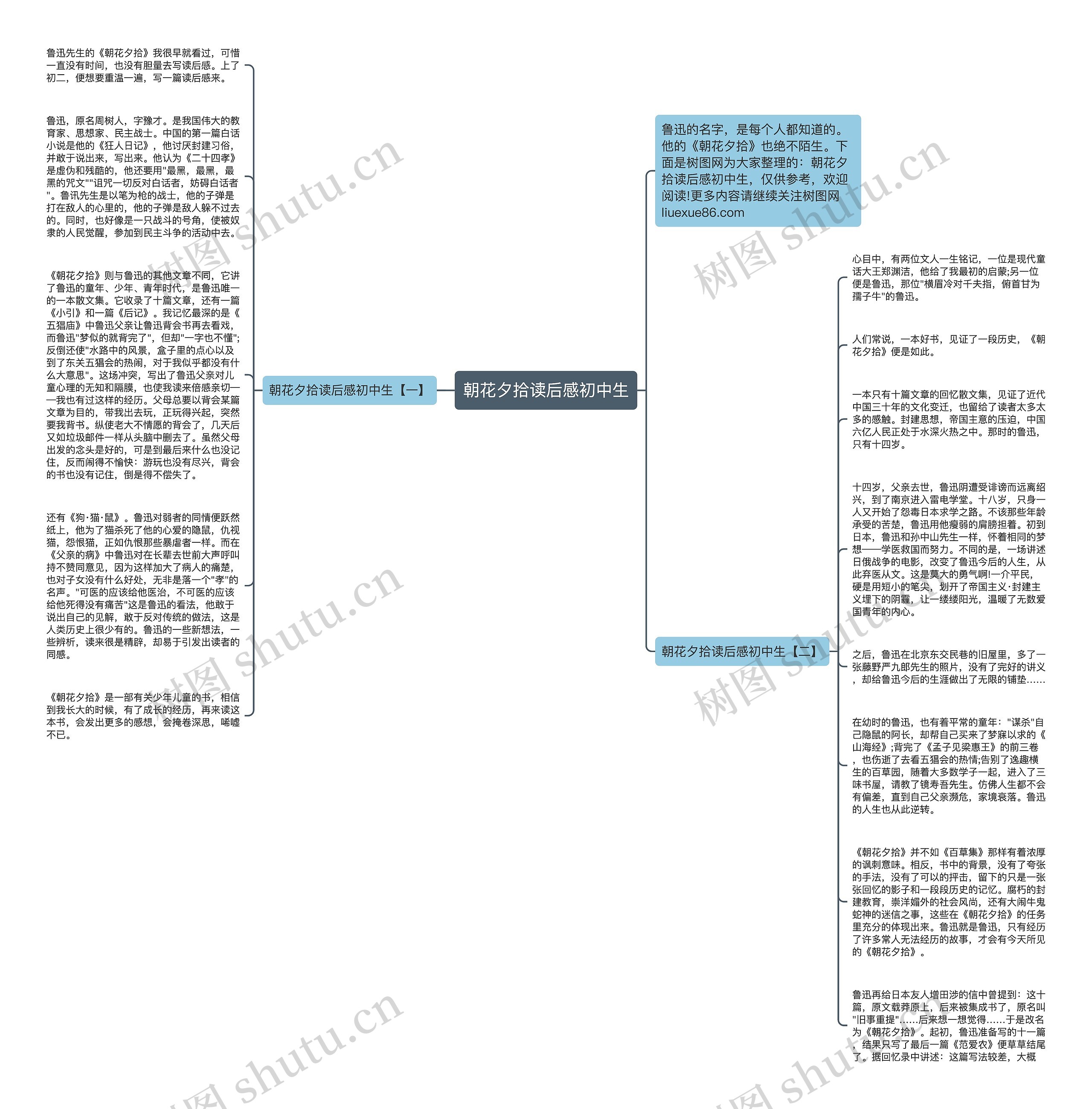 朝花夕拾读后感初中生思维导图