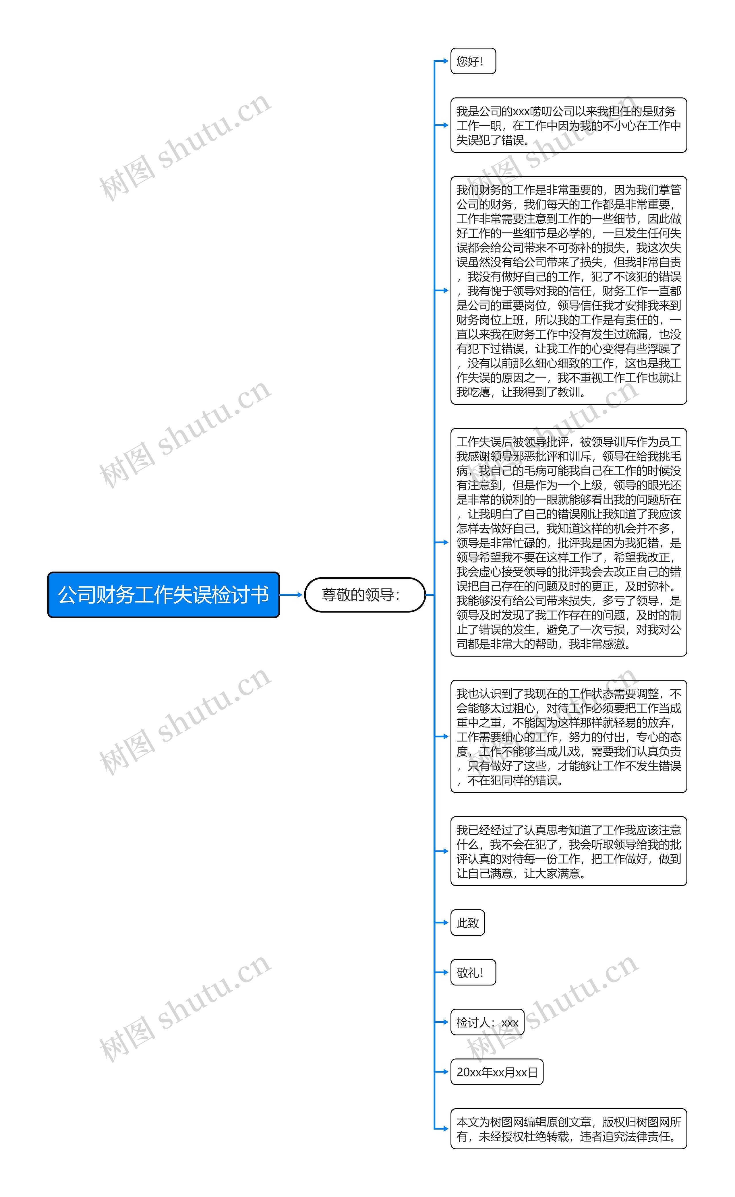 公司财务工作失误检讨书思维导图