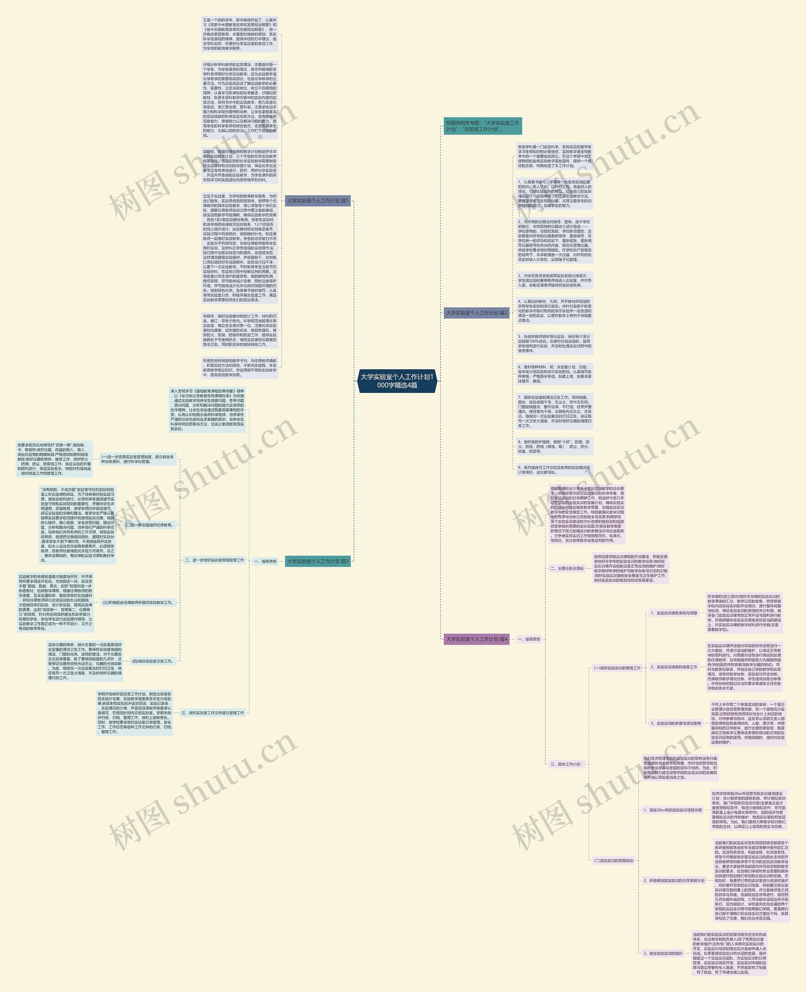 大学实验室个人工作计划1000字精选4篇思维导图