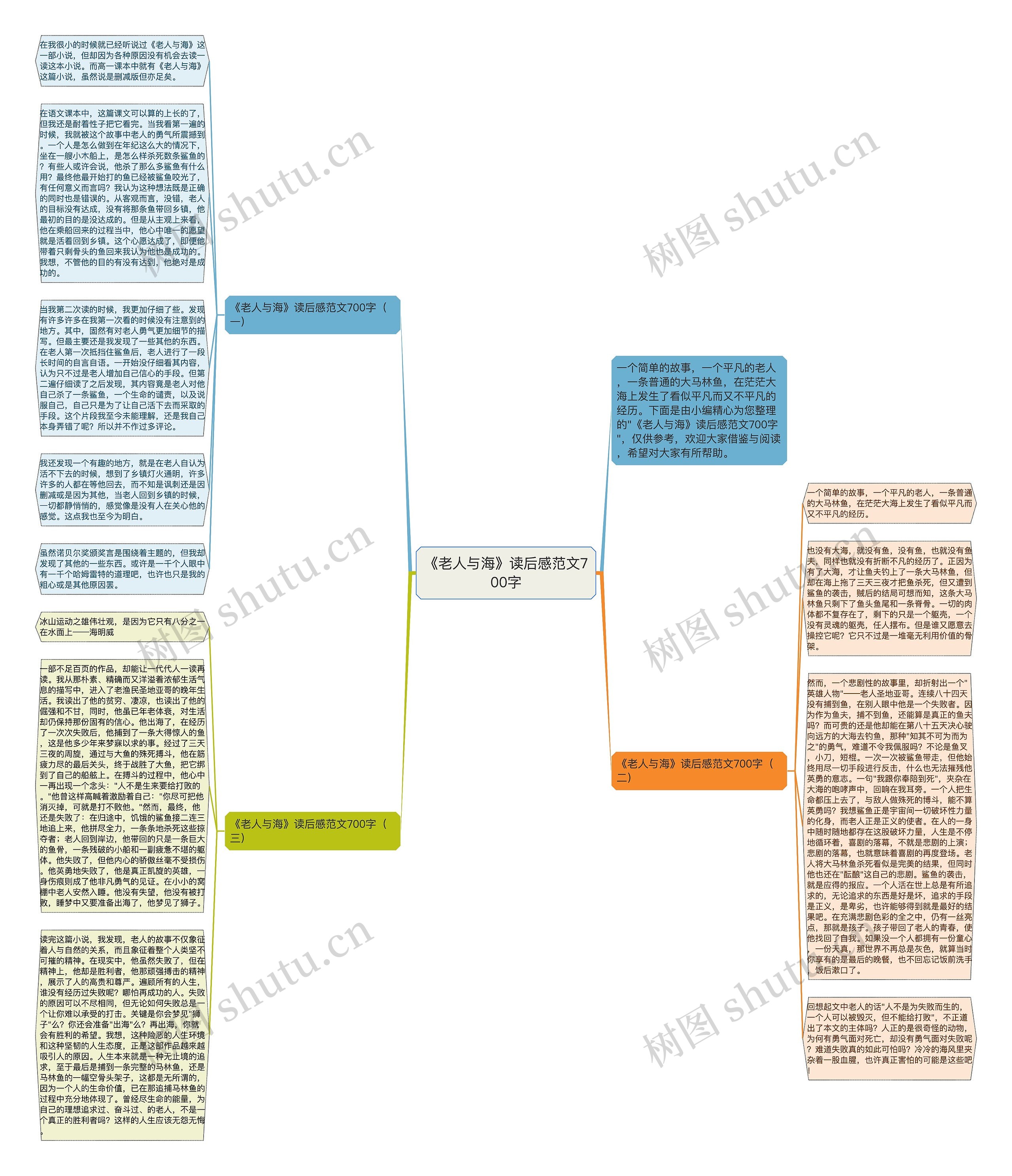 《老人与海》读后感范文700字思维导图