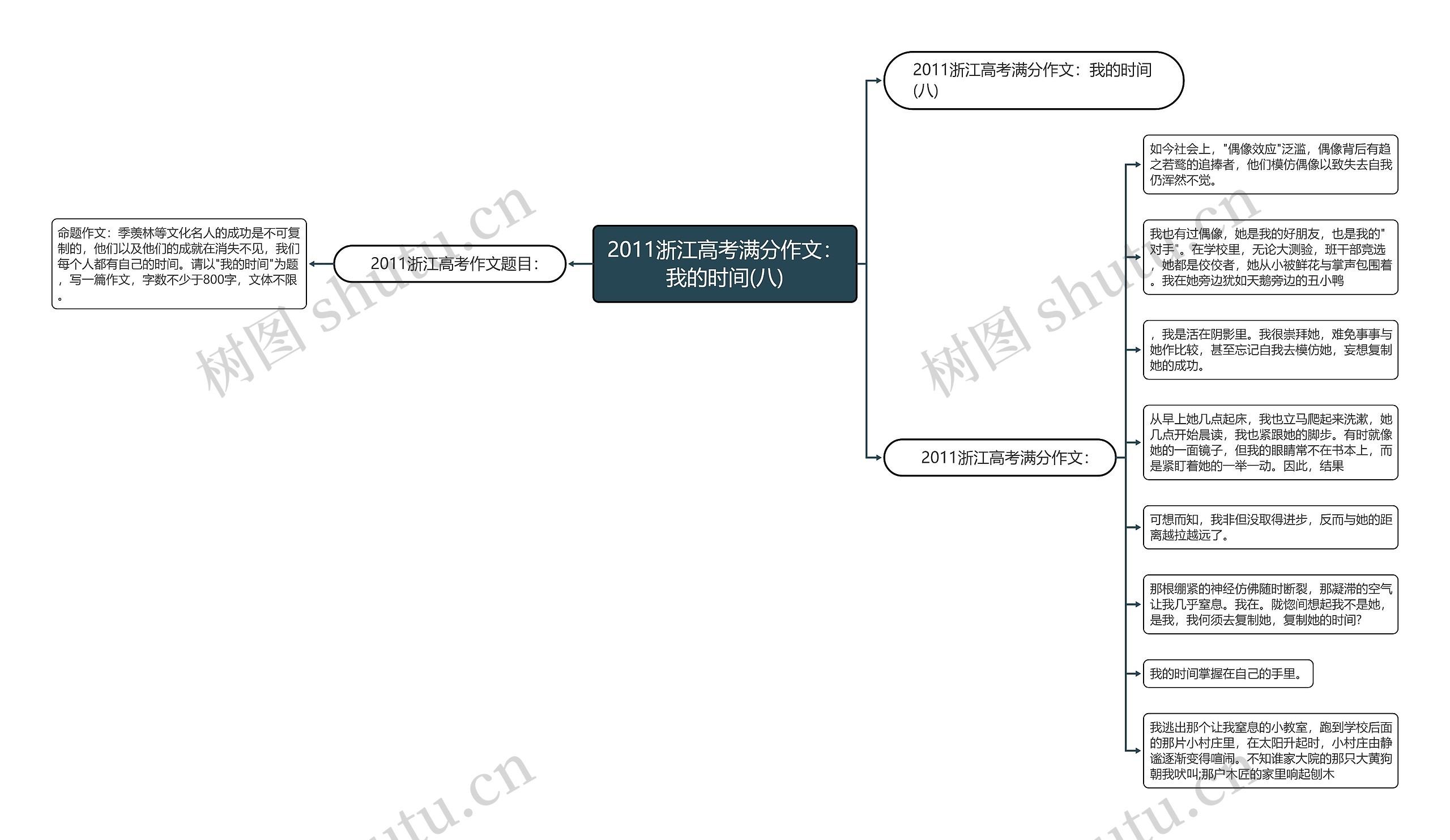 2011浙江高考满分作文：我的时间(八)思维导图