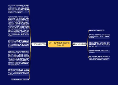 2015年广东高考优秀作文：保护自然