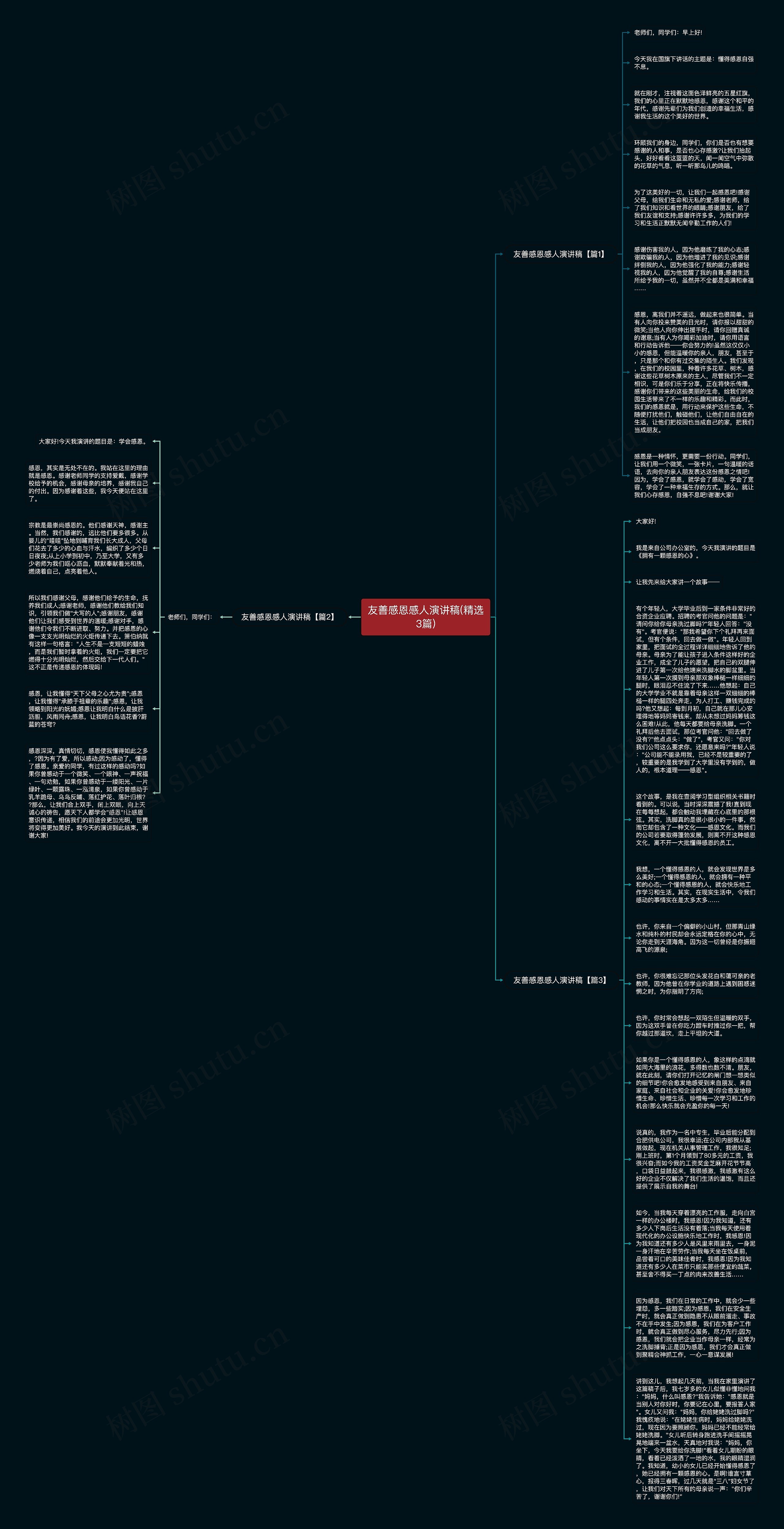 友善感恩感人演讲稿(精选3篇)思维导图