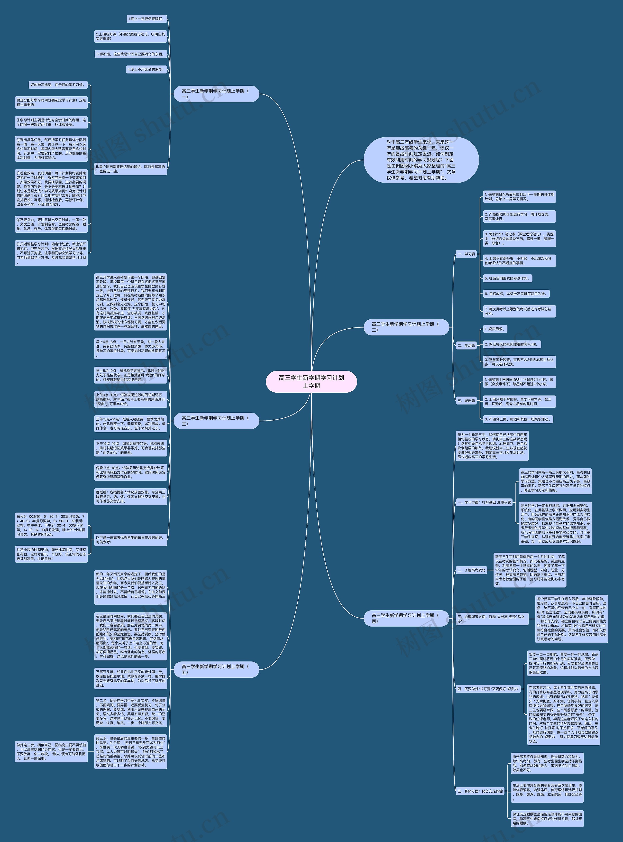 高三学生新学期学习计划上学期思维导图
