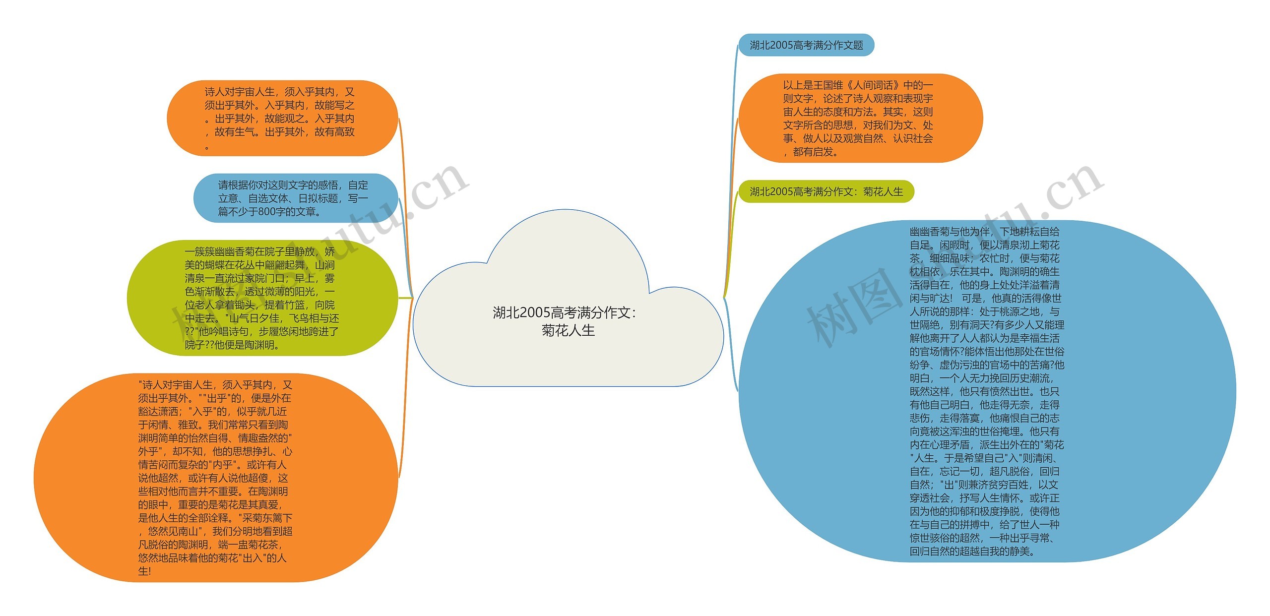 湖北2005高考满分作文：菊花人生思维导图