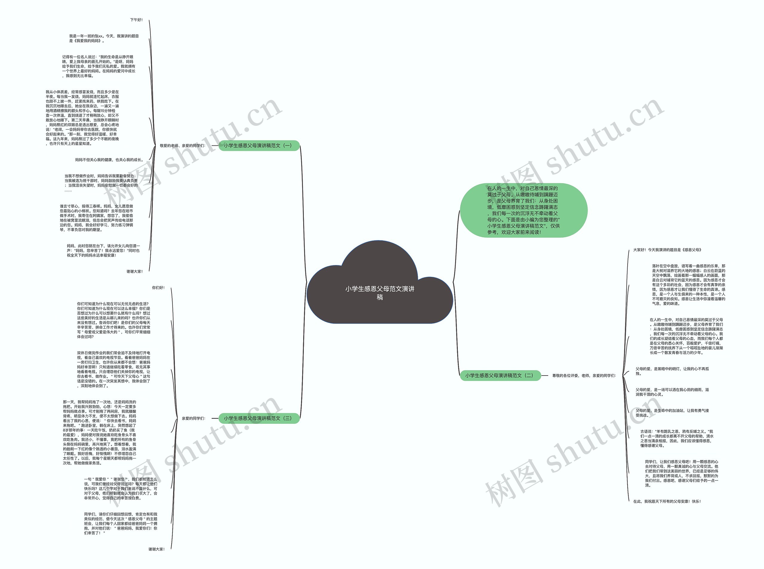 小学生感恩父母范文演讲稿思维导图