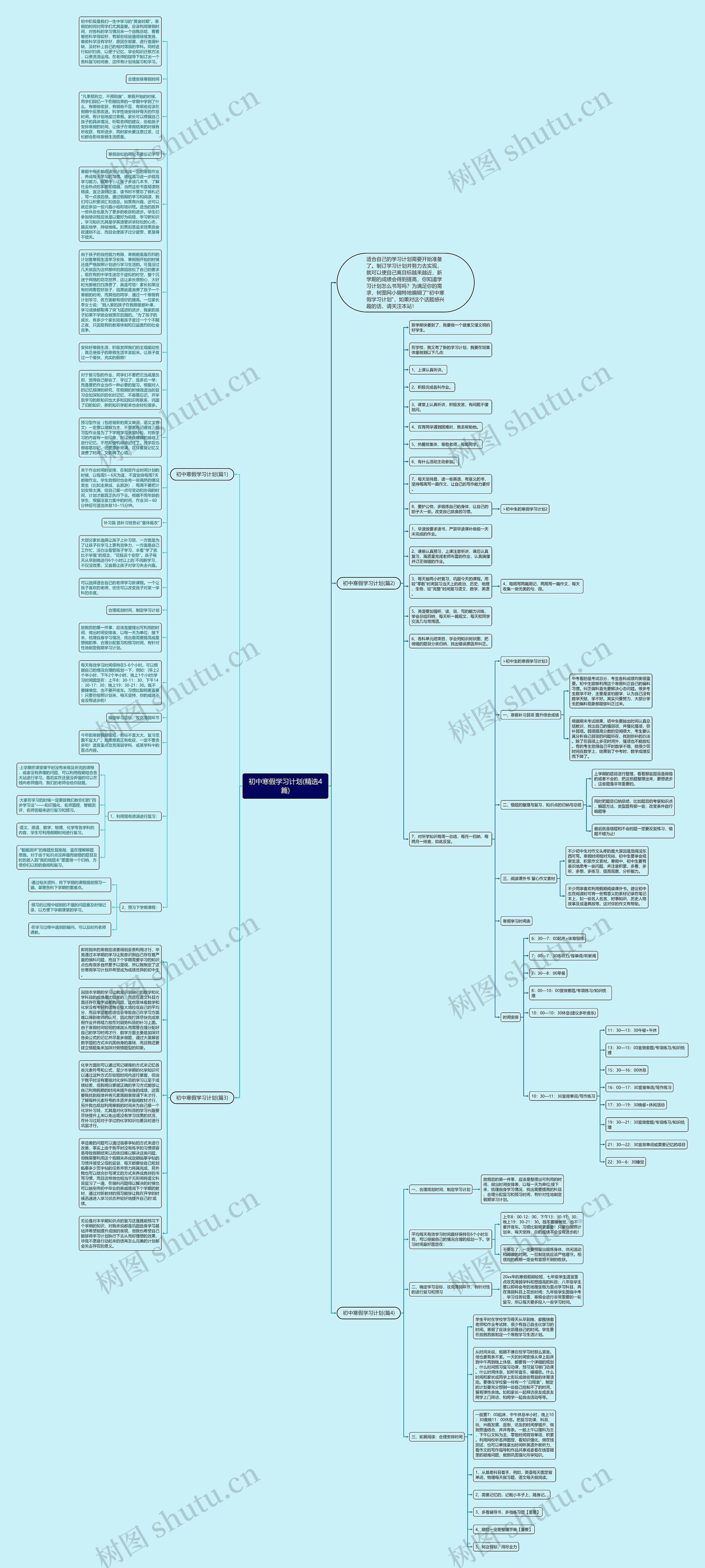 初中寒假学习计划(精选4篇)思维导图高清图 初中寒假学习计划(精选4篇)思维导图